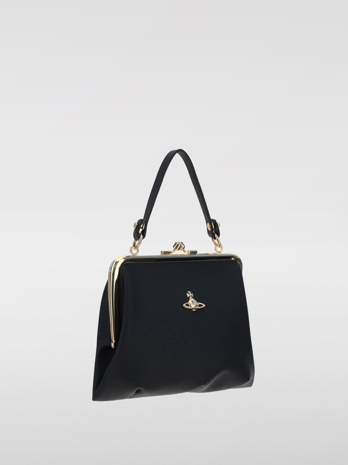 Vivienne Westwood Leather Mini Bag Black Silver Chain Orb Used From Japan