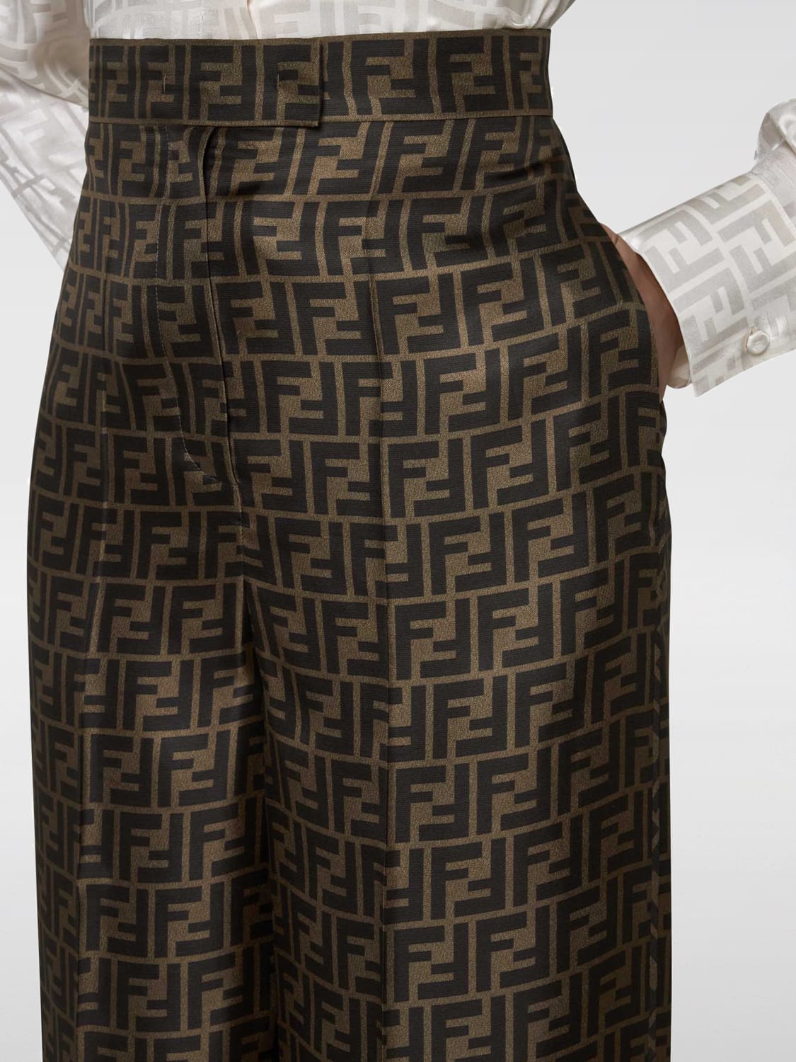 FENDI PANTS: Pants woman Fendi, Brown - Img 3