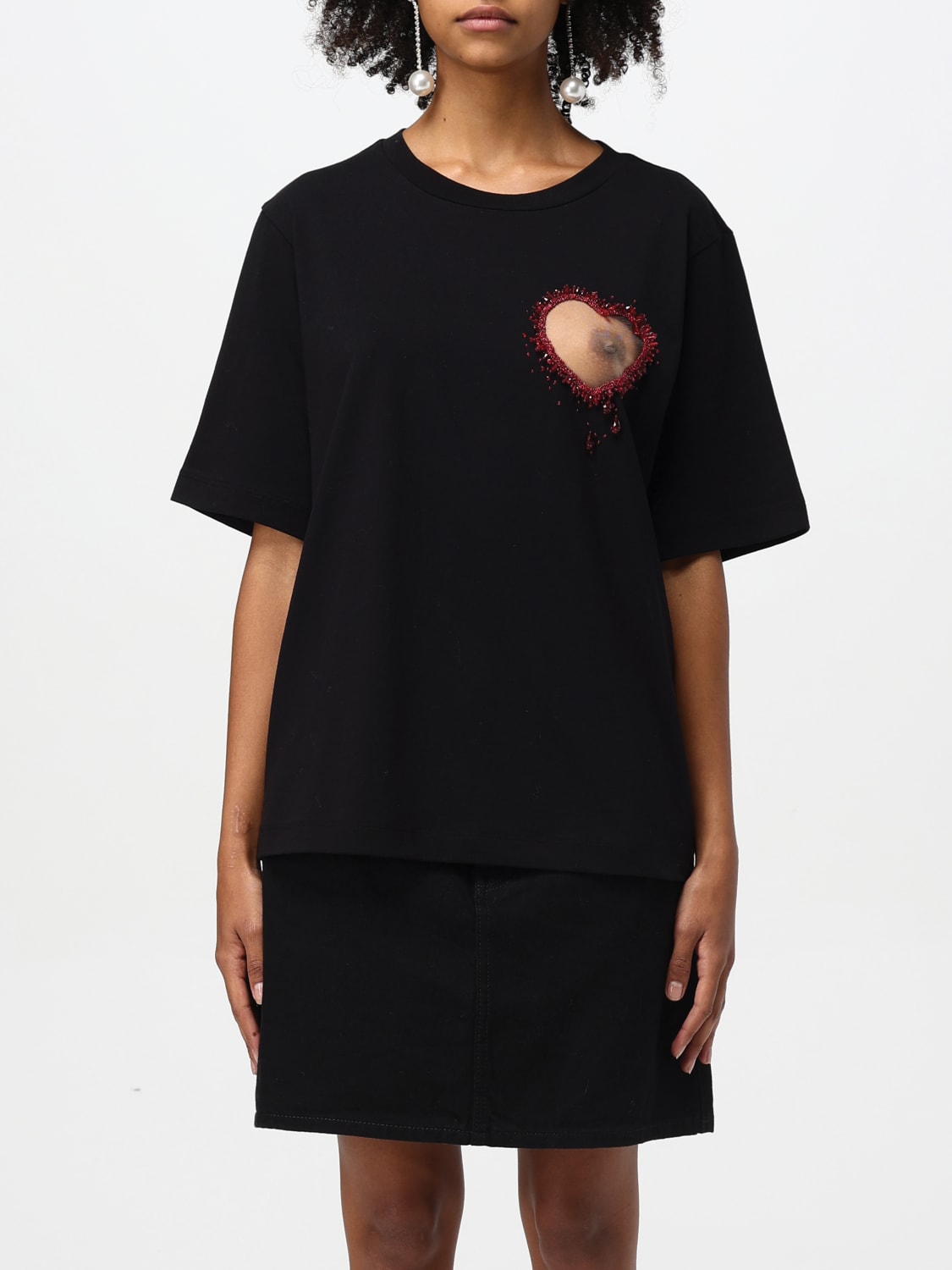 Giglio T-shirt Dsquared2 in cotone con Crystal Heart