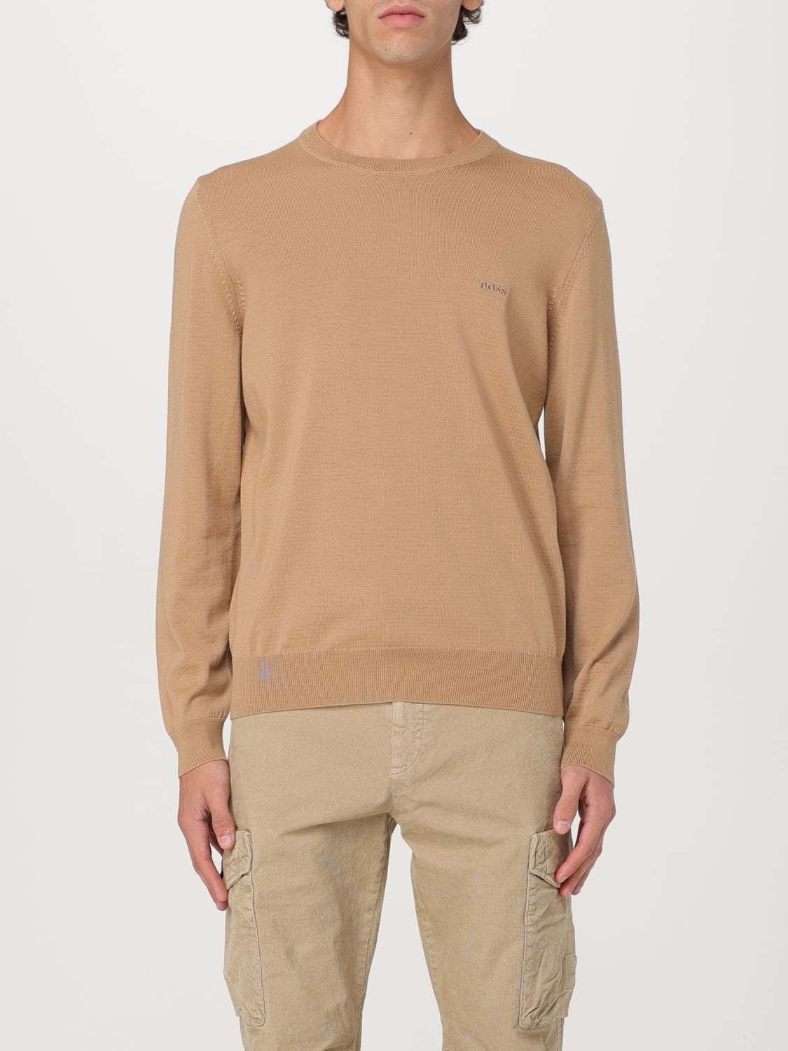 BOSS SWEATER: Sweater men Boss, Camel - Img 1