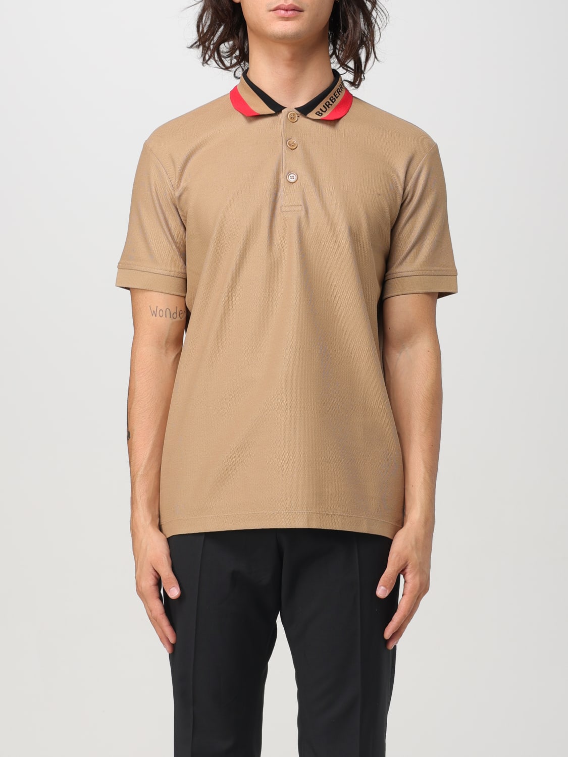 BURBERRY POLO SHIRT: Polo shirt men Burberry, Camel - Img 1