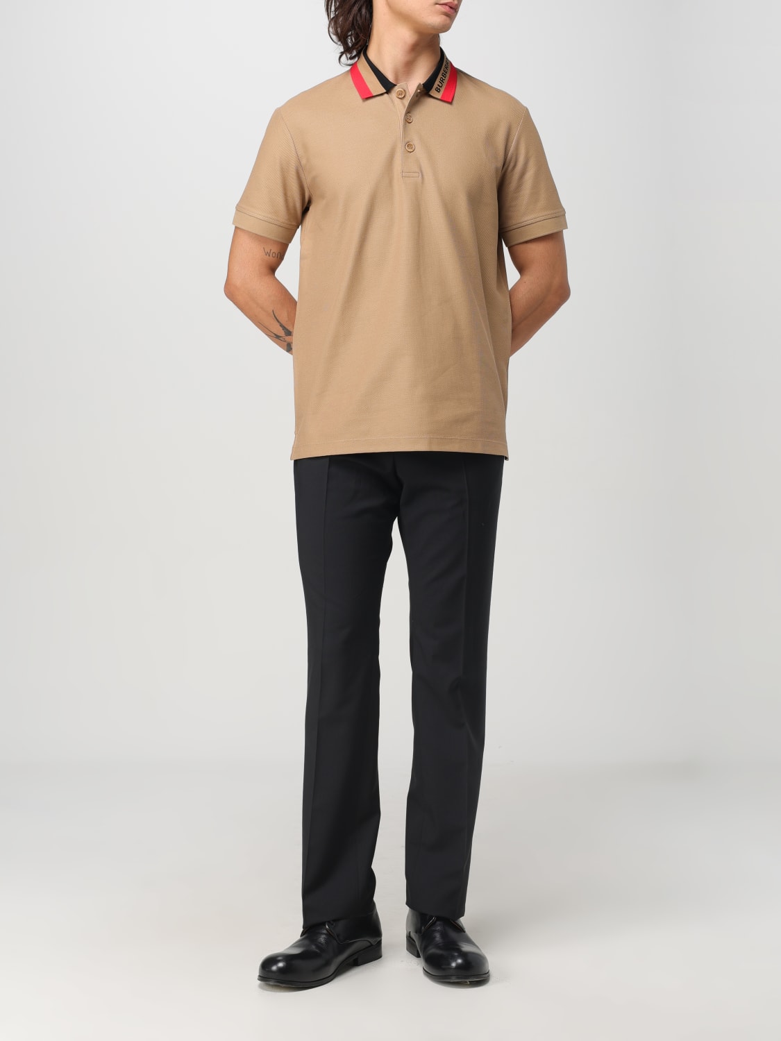 BURBERRY POLO SHIRT: Polo shirt men Burberry, Camel - Img 2