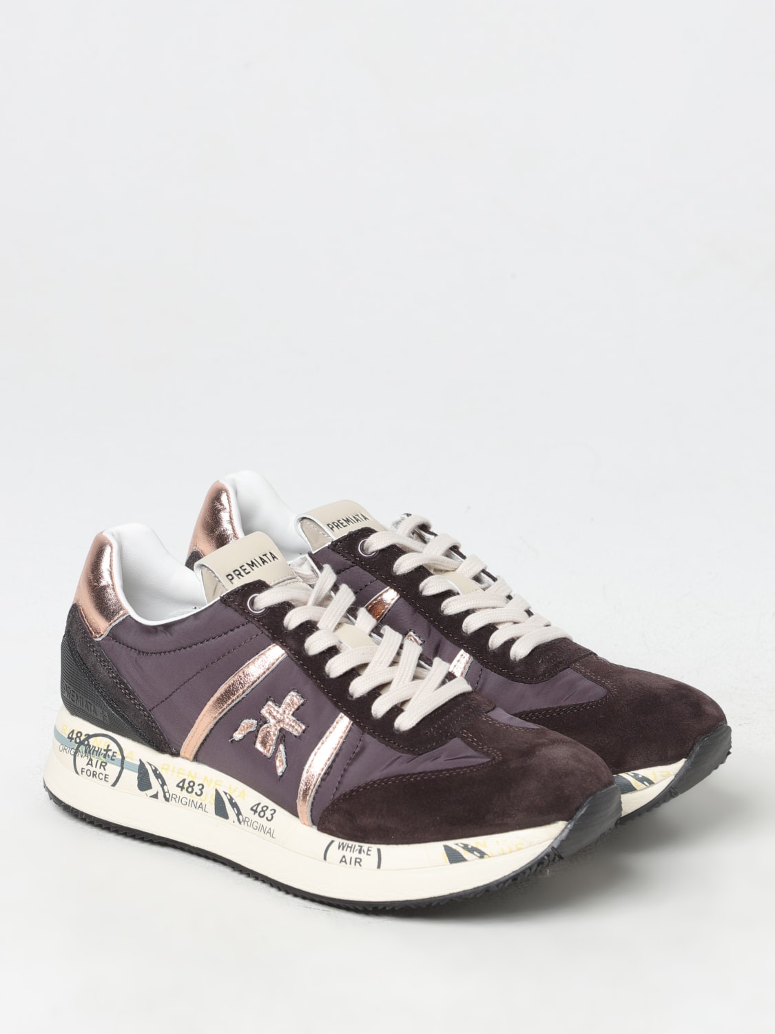 PREMIATA SNEAKERS: Sneakers Conny Premiata in camoscio e mesh , Nero - Img 2