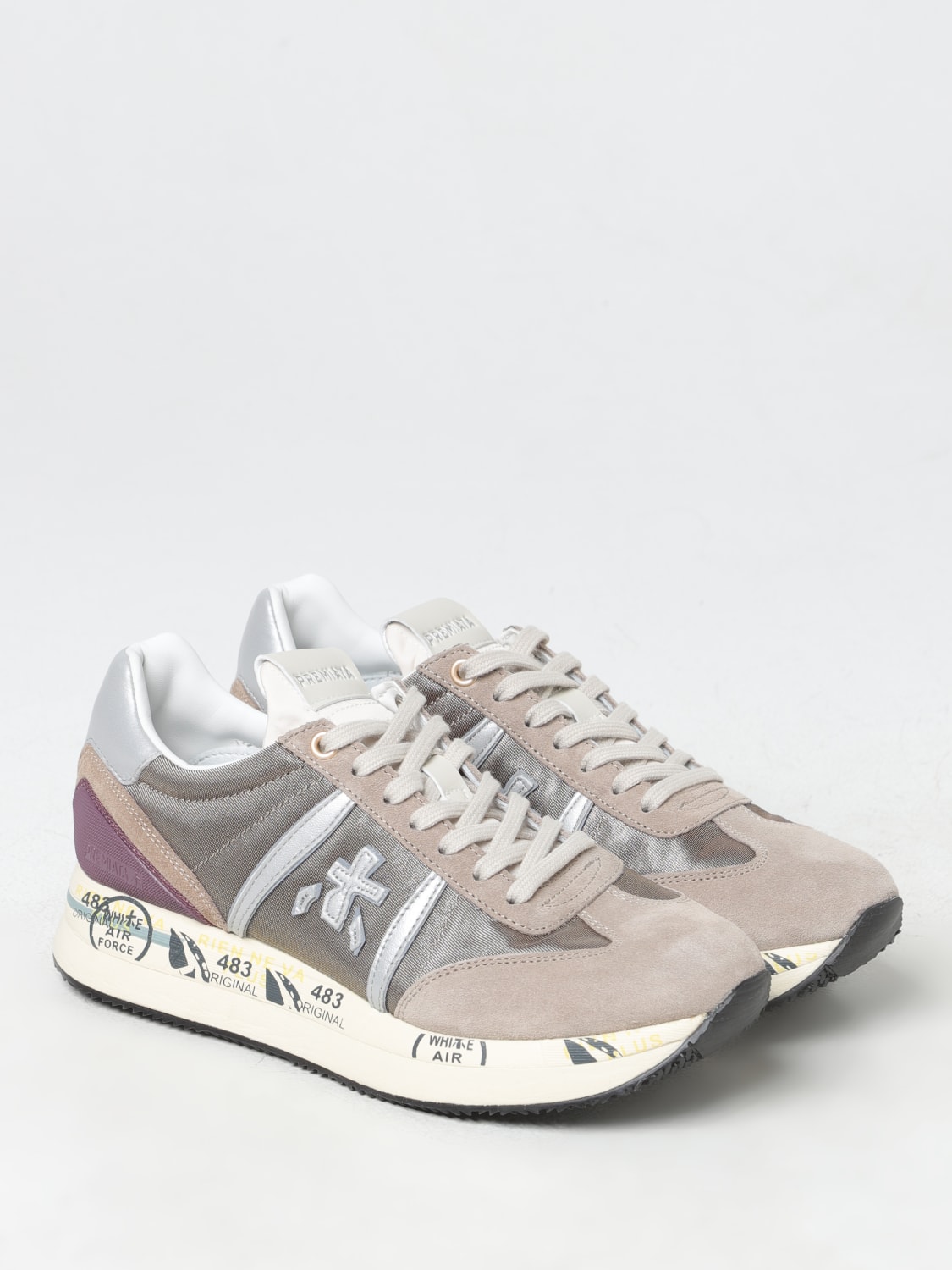 PREMIATA SNEAKERS: Sneakers Conny Premiata in pelle e mesh , Grigio - Img 2