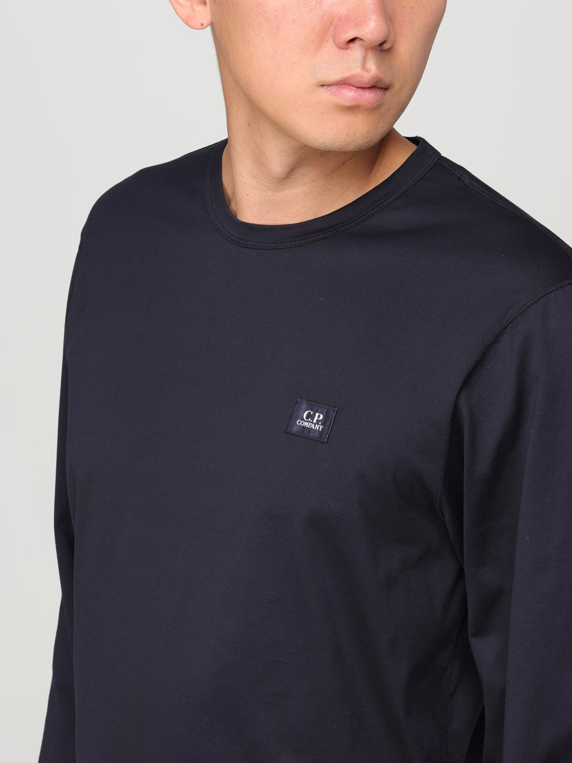 C.P. COMPANY SWEATER: C.P. Company cotton long-sleeve t-shirt, Blue - Img 3