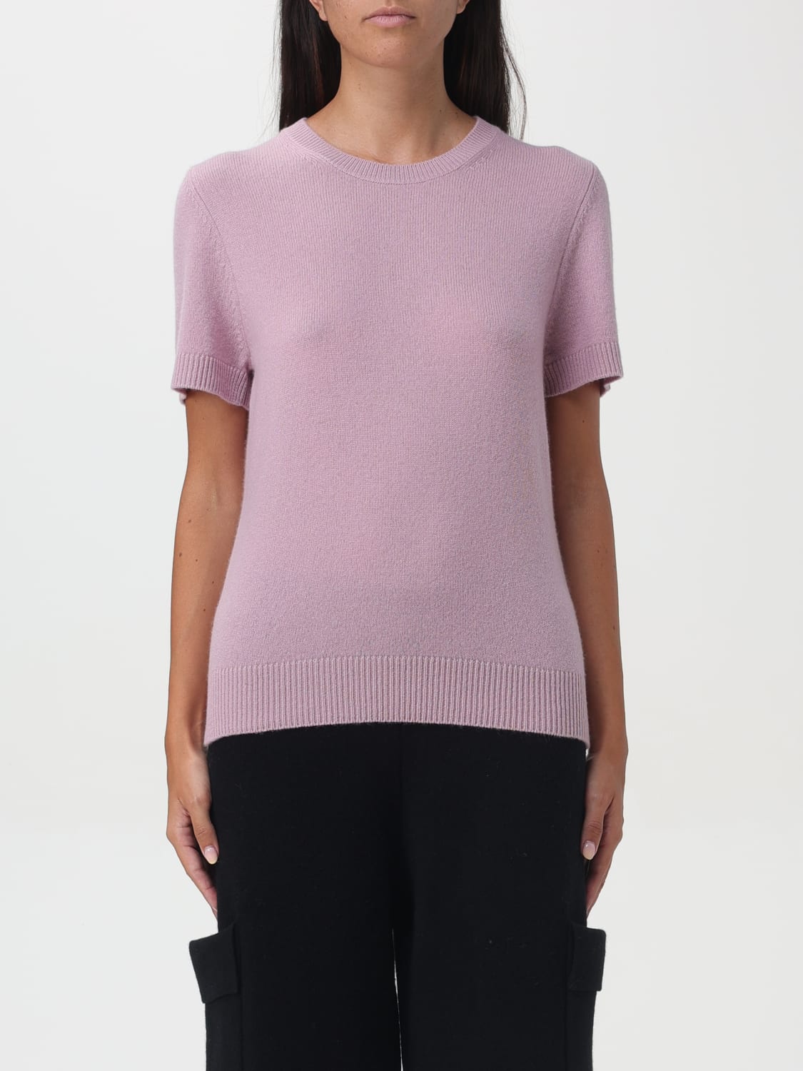 ALLUDE MAGLIA: Maglia basic a maniche corte Allude, Rosa - Img 1