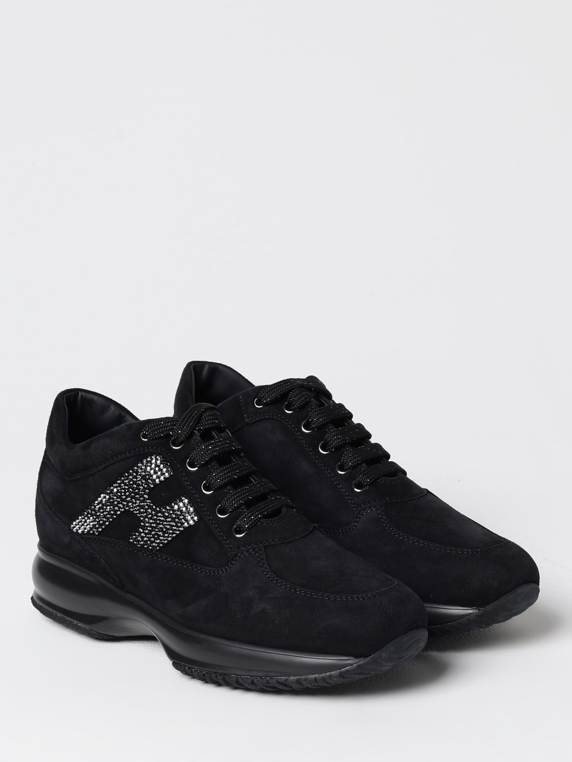 HOGAN SNEAKERS: Sneakers Hogan in camoscio con strass , Nero - Img 2