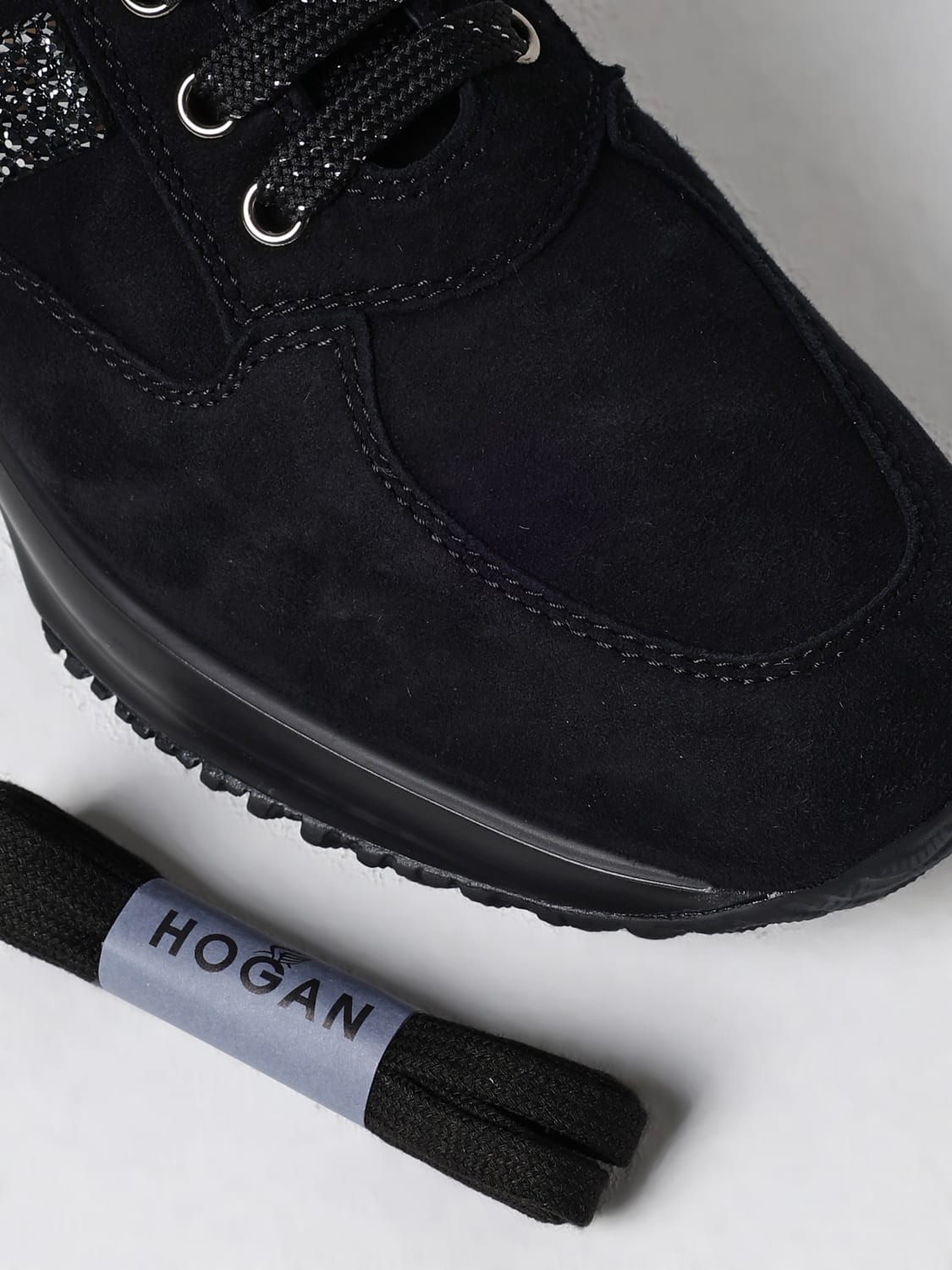 HOGAN SNEAKERS: Sneakers Hogan in camoscio con strass , Nero - Img 4