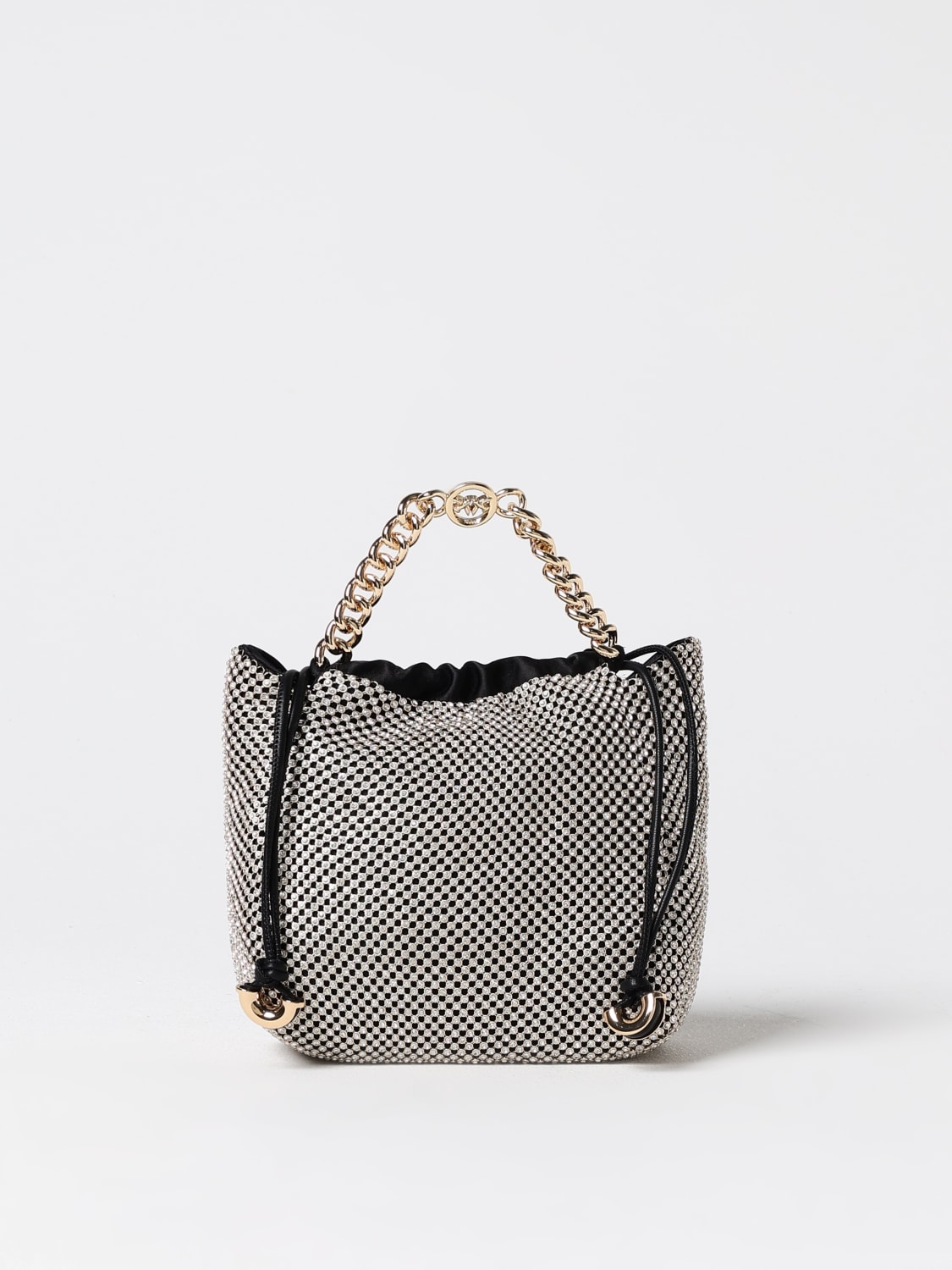 PINKO BORSA MINI: Clutch Atalanta Mini Pinko in alluminio con strass all over , Nero - Img 1