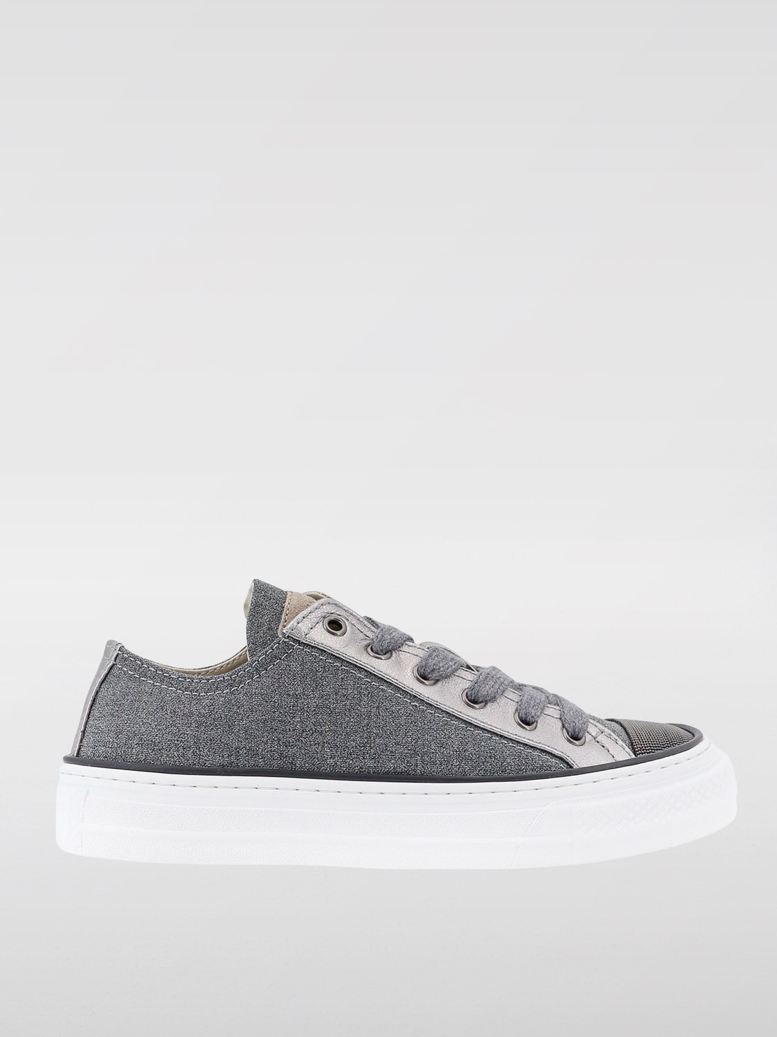 Giglio Sneakers Brunello Cucinelli in lana vergine e pelle con monile