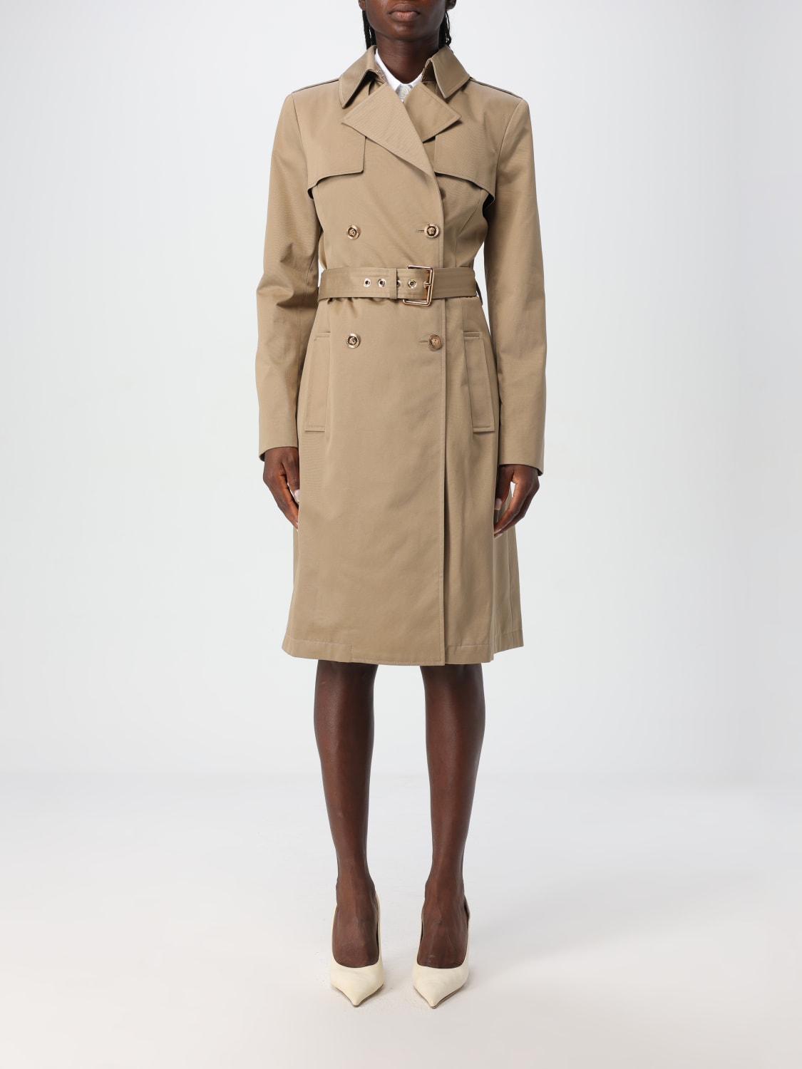 VERSACE TRENCH: Trench a doppiopetto Versace, Beige - Img 1