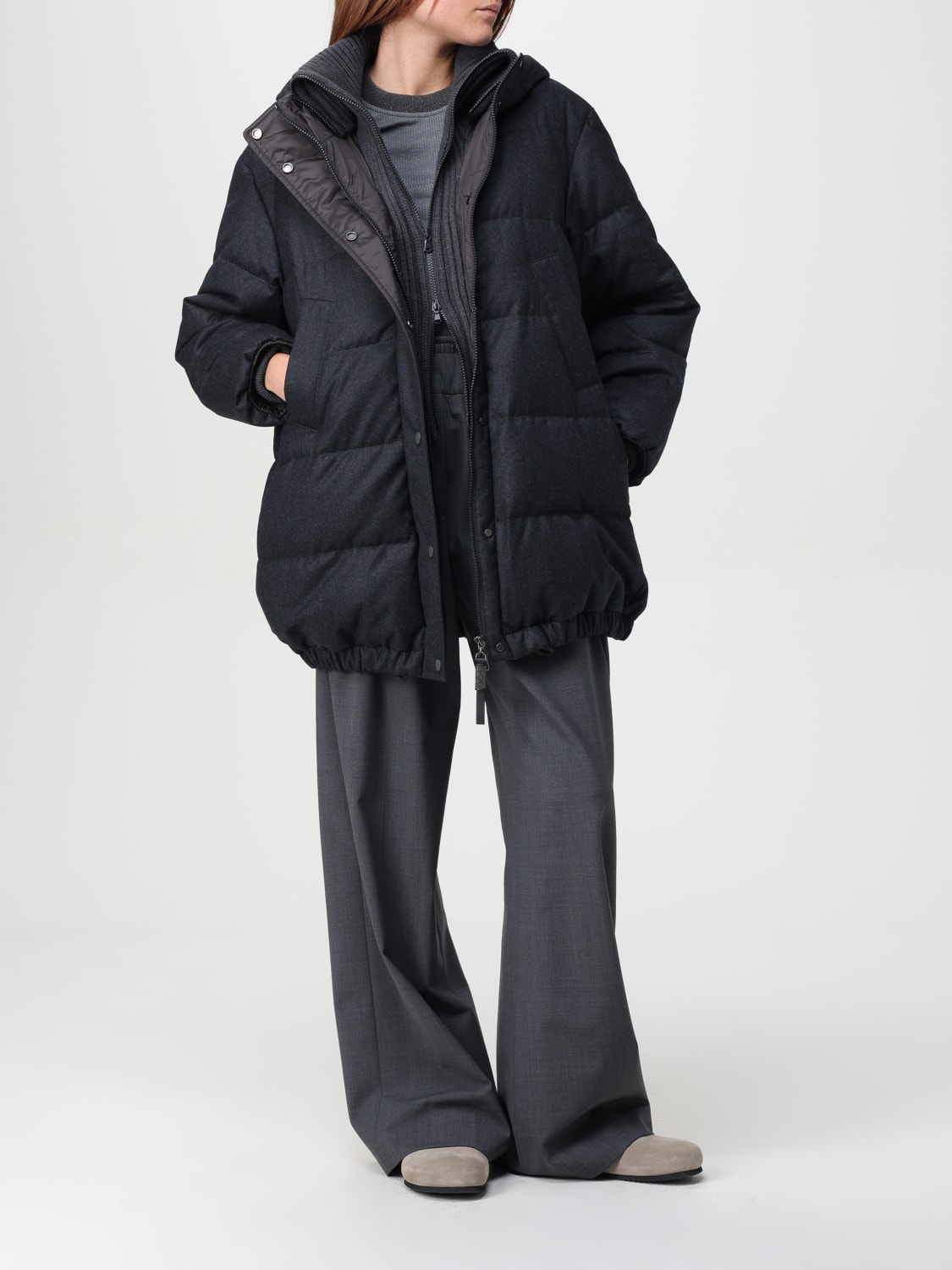 BRUNELLO CUCINELLI 裤子: 裤子 女士 Brunello Cucinelli, 灰色 - Img 2