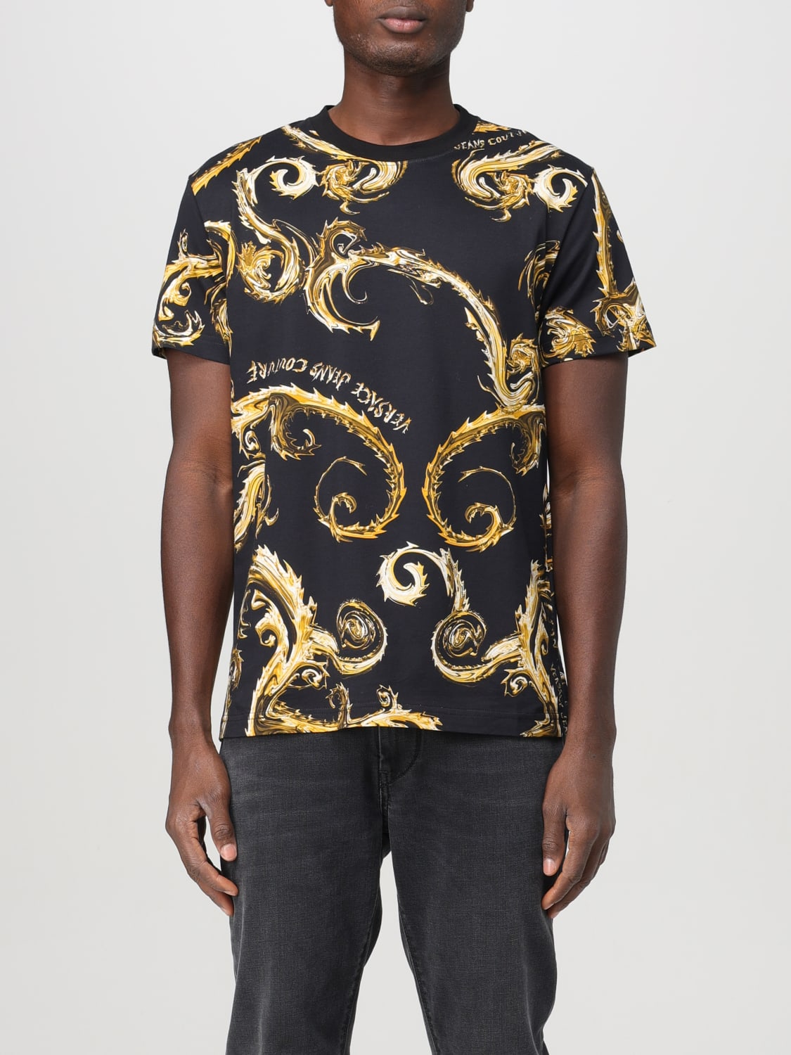 Giglio T-shirt Baroque Versace Jeans Couture in cotone stampato