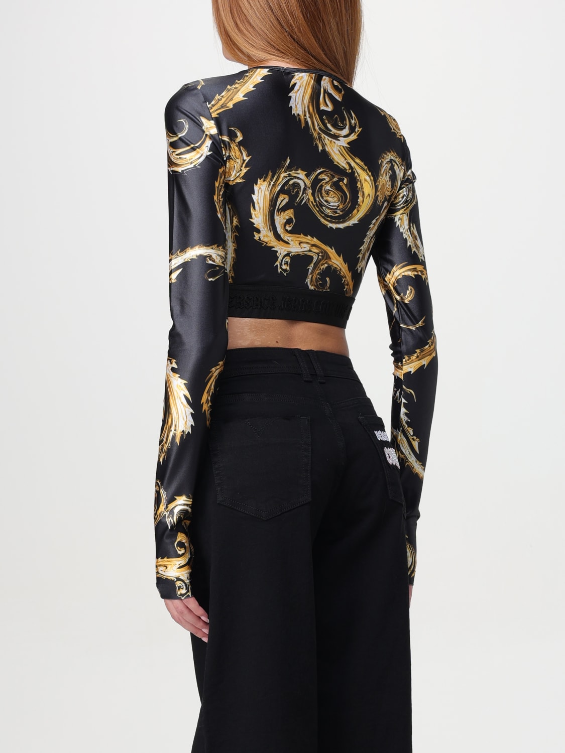 VERSACE JEANS COUTURE TOP: Versace Jeans Couture crop top, Black - Img 2