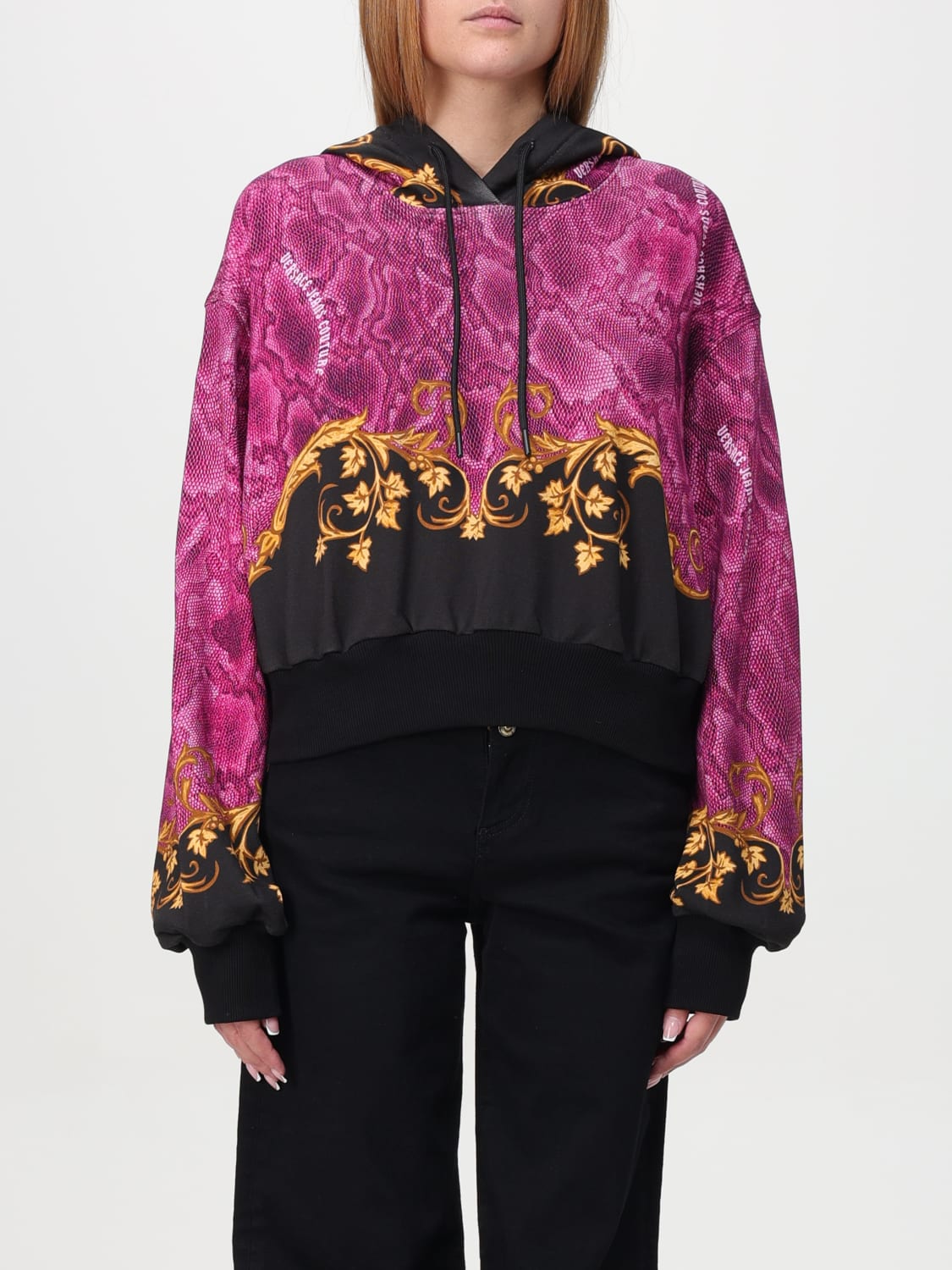 VERSACE JEANS COUTURE SWEAT-SHIRT: Sweat-shirt femme Versace Jeans Couture, Fuchsia - Img 1