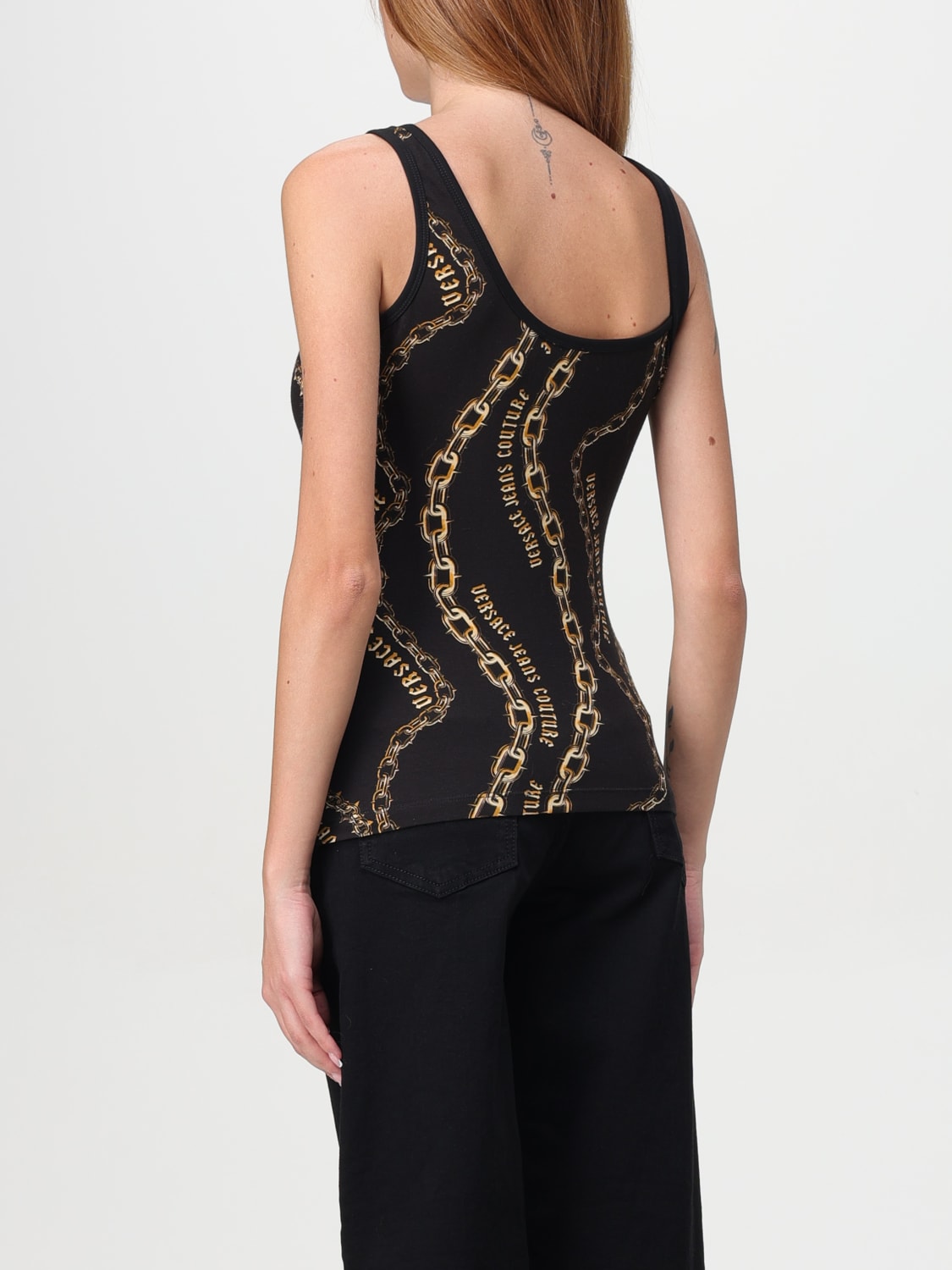 VERSACE JEANS COUTURE TOP E BLUSE: Top con fibbia decorativa Versace Jeans Couture, Nero - Img 2