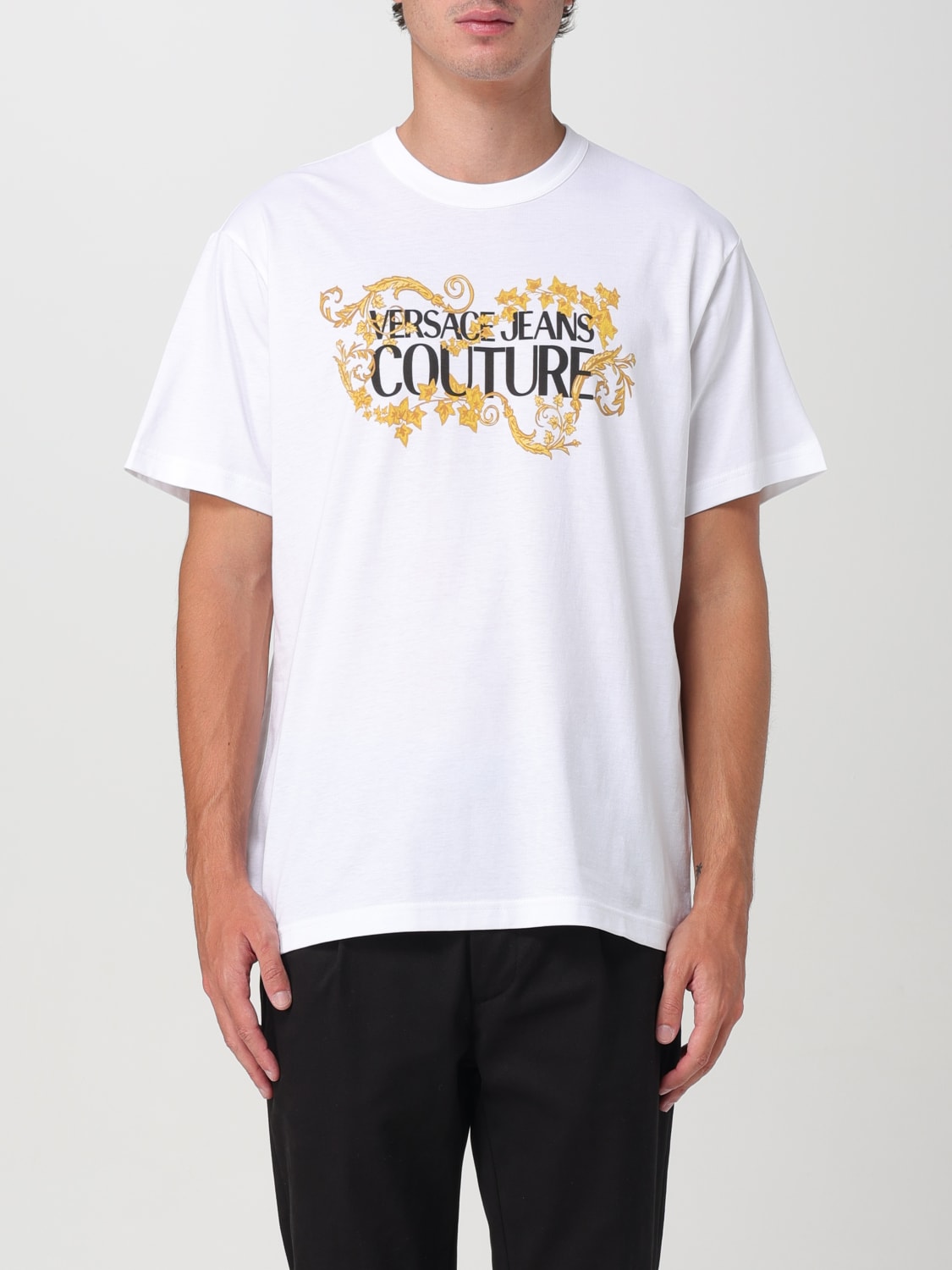 Giglio T-shirt Baroque Versace Jeans Couture in cotone con logo