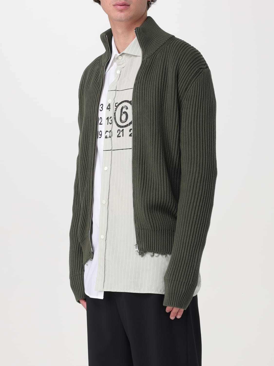 MM6 MAISON MARGIELA CARDIGAN: MM6 Maison Margiela zip-up cotton cardigan, Green - Img 4