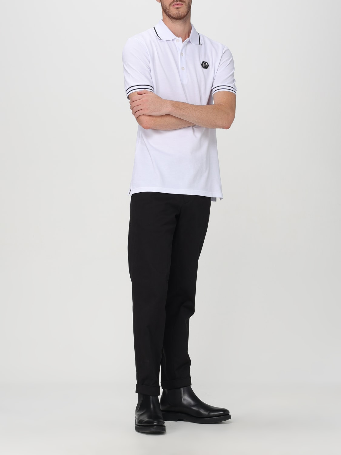 PHILIPP PLEIN Polo shirt men White Philipp Plein polo shirt FADCMTK7429PTE003 online at GIGLIO.COM