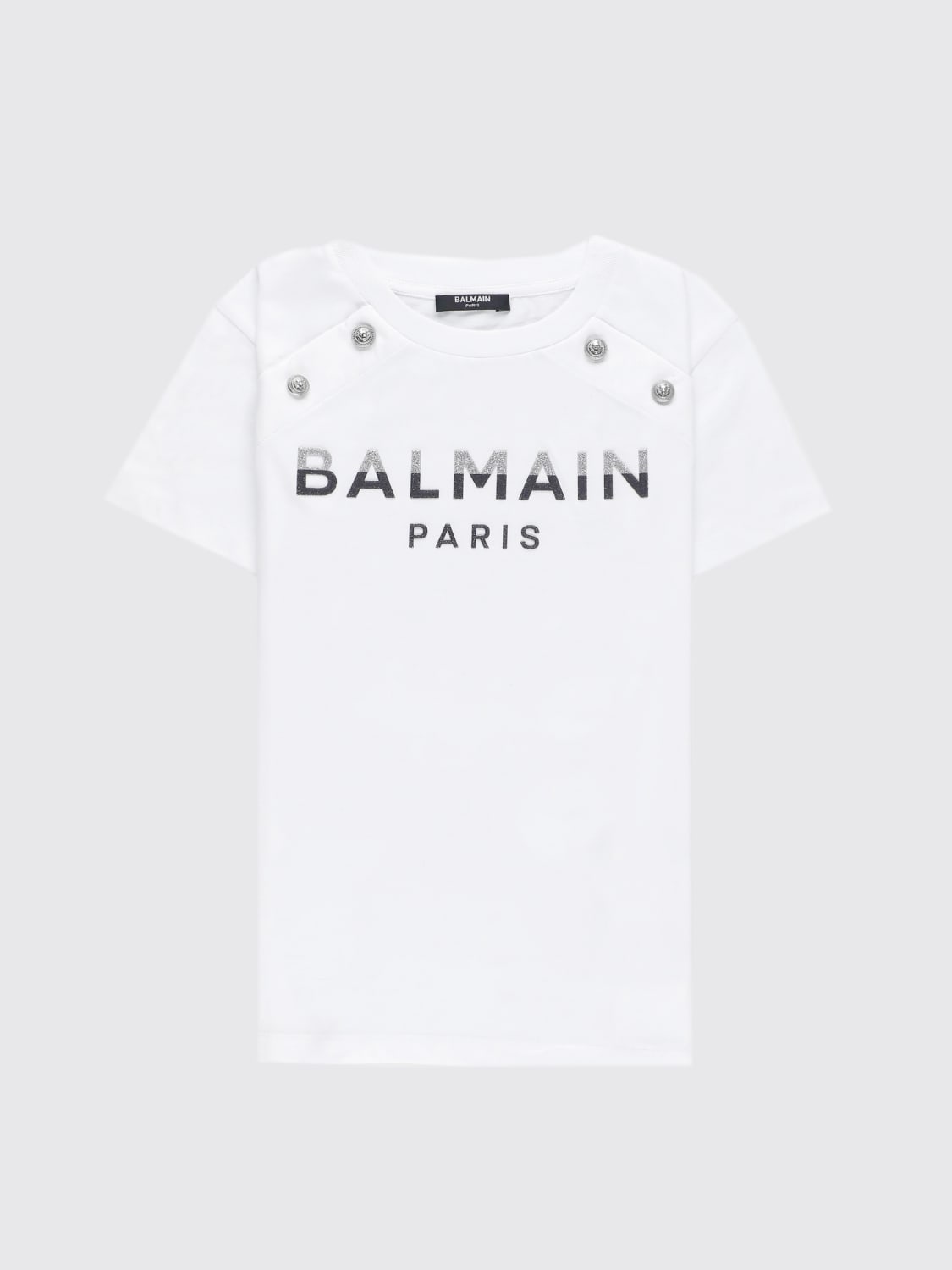 BALMAIN T-SHIRT: T-shirt a 4 bottoni Balmain, Bianco - Img 1