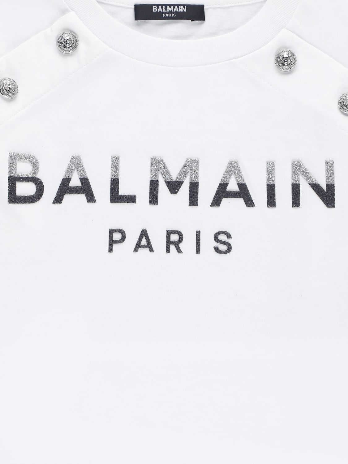 BALMAIN T-SHIRT: T-shirt a 4 bottoni Balmain, Bianco - Img 3