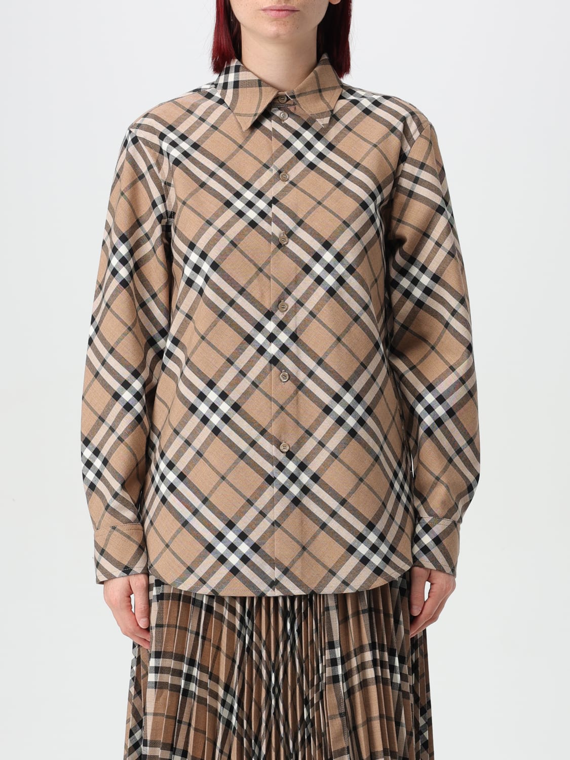 Giglio Camicia Burberry in misto lana con stampa Vintage check