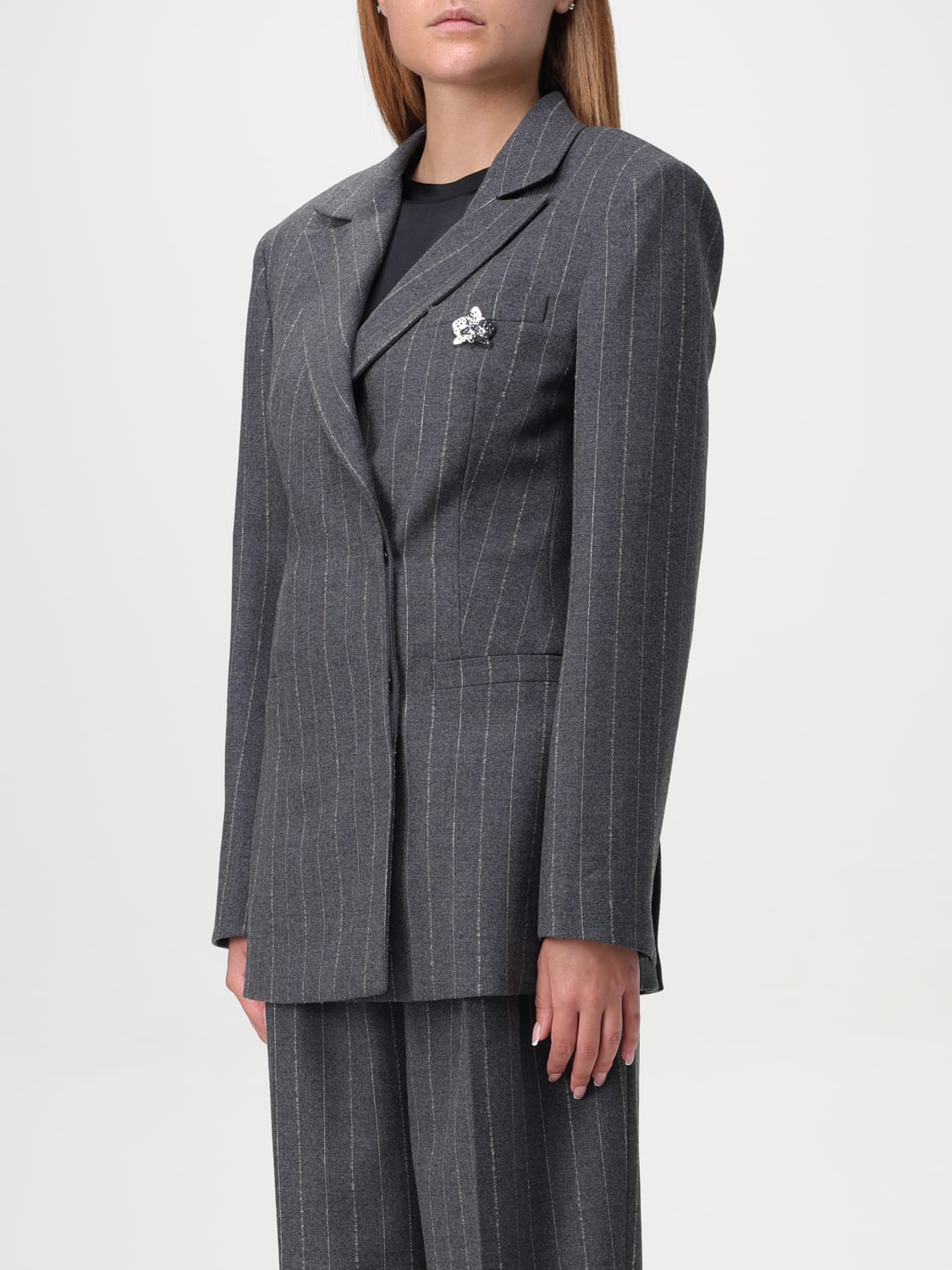 GENNY BLAZER: Genny pinstripe virgin wool blazer, Grey - Img 4