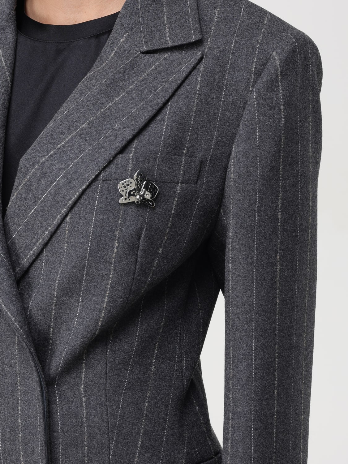 GENNY BLAZER: Genny pinstripe virgin wool blazer, Grey - Img 5