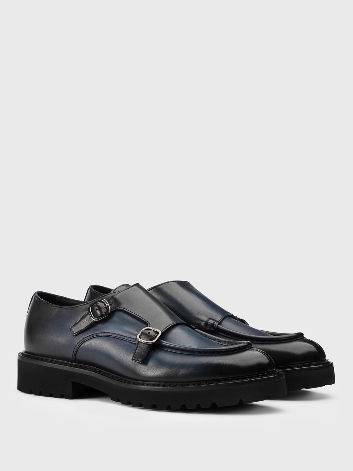 DOUCAL'S MOCASSINI: Monk Strap Doucal's in pelle , Blue - Img 2