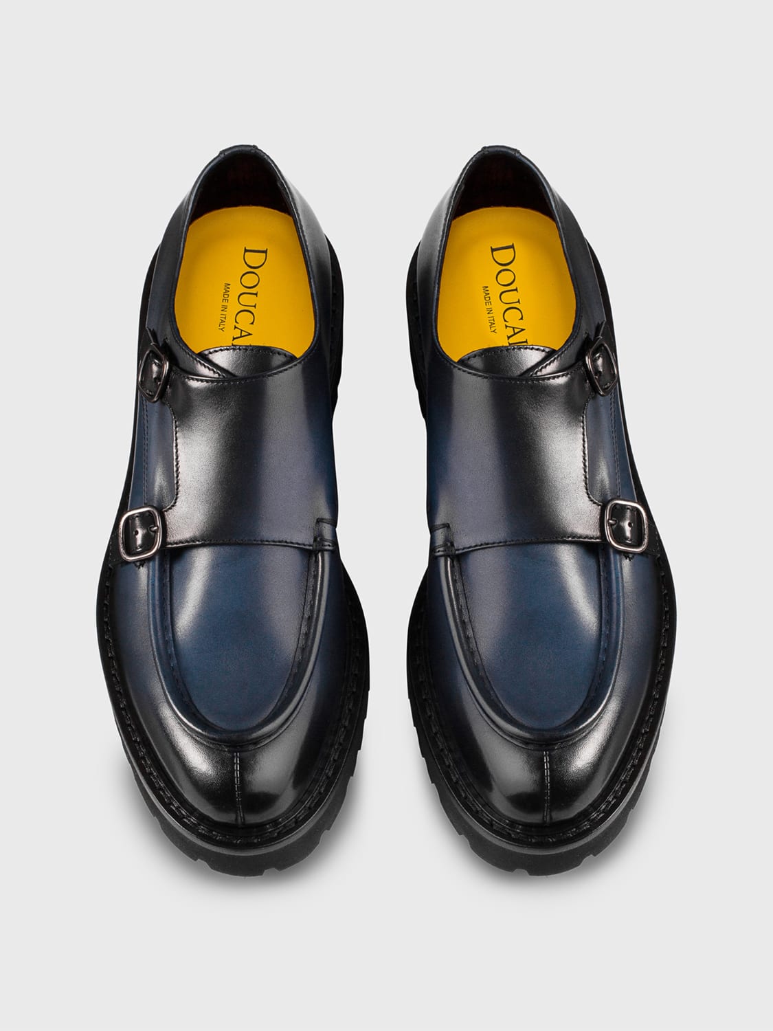 DOUCAL'S MOCASSINI: Monk Strap Doucal's in pelle , Blue - Img 3