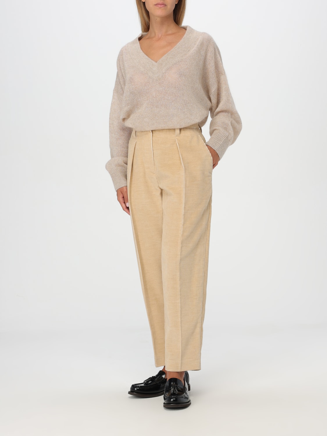 BRUNELLO CUCINELLI MAGLIA: Pullover Brunello Cucinelli in lana e lurex , Beige - Img 2