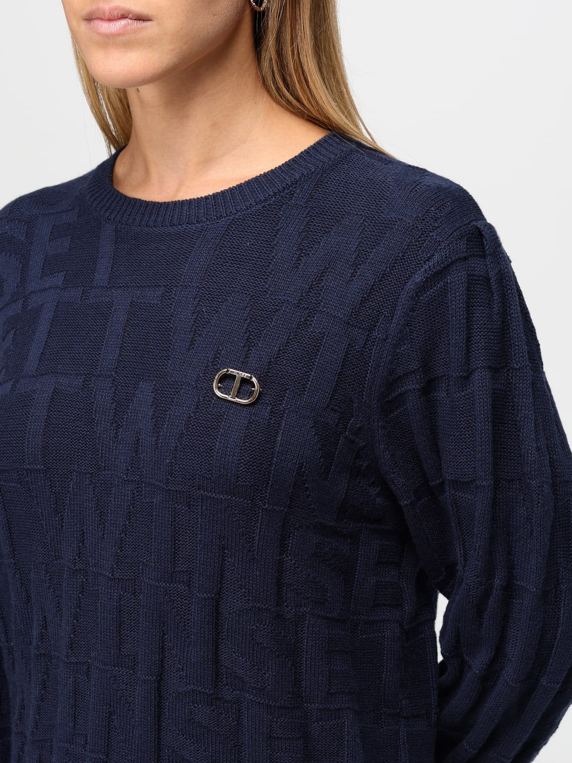 TWINSET MAGLIA: Maglia con logo Twinset, Blue - Img 3