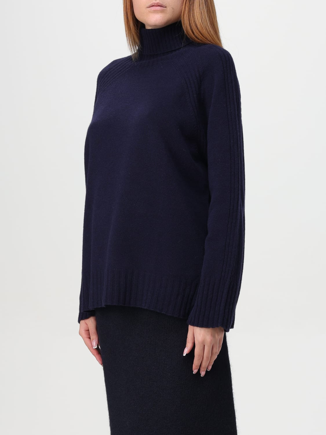 TWINSET MAGLIA: Maglia a dolcevita Twinset in lana e cashmere, Blue - Img 4