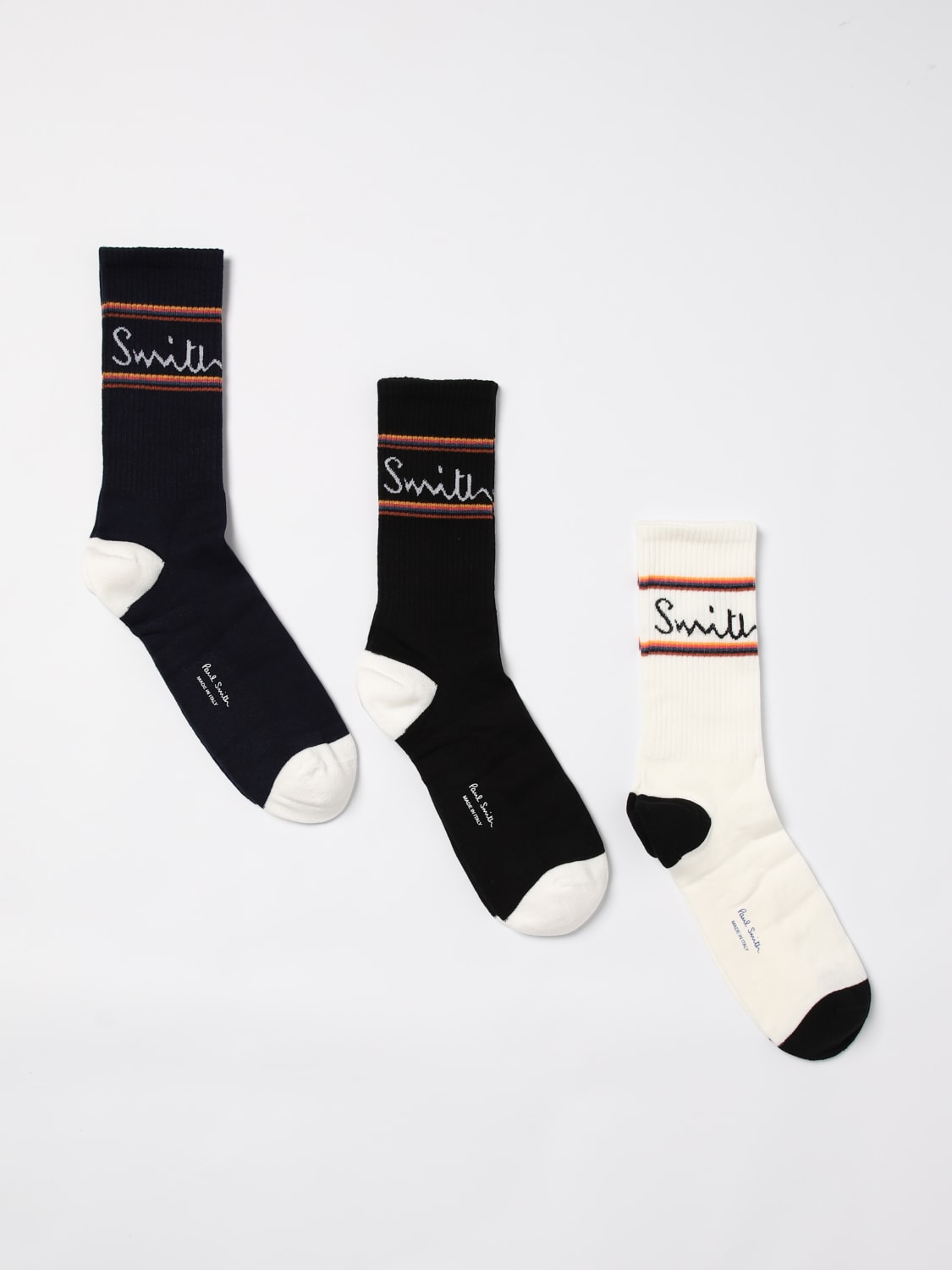 Giglio Set 3 paia di calze Paul Smith in cotone stretch con logo jacquard