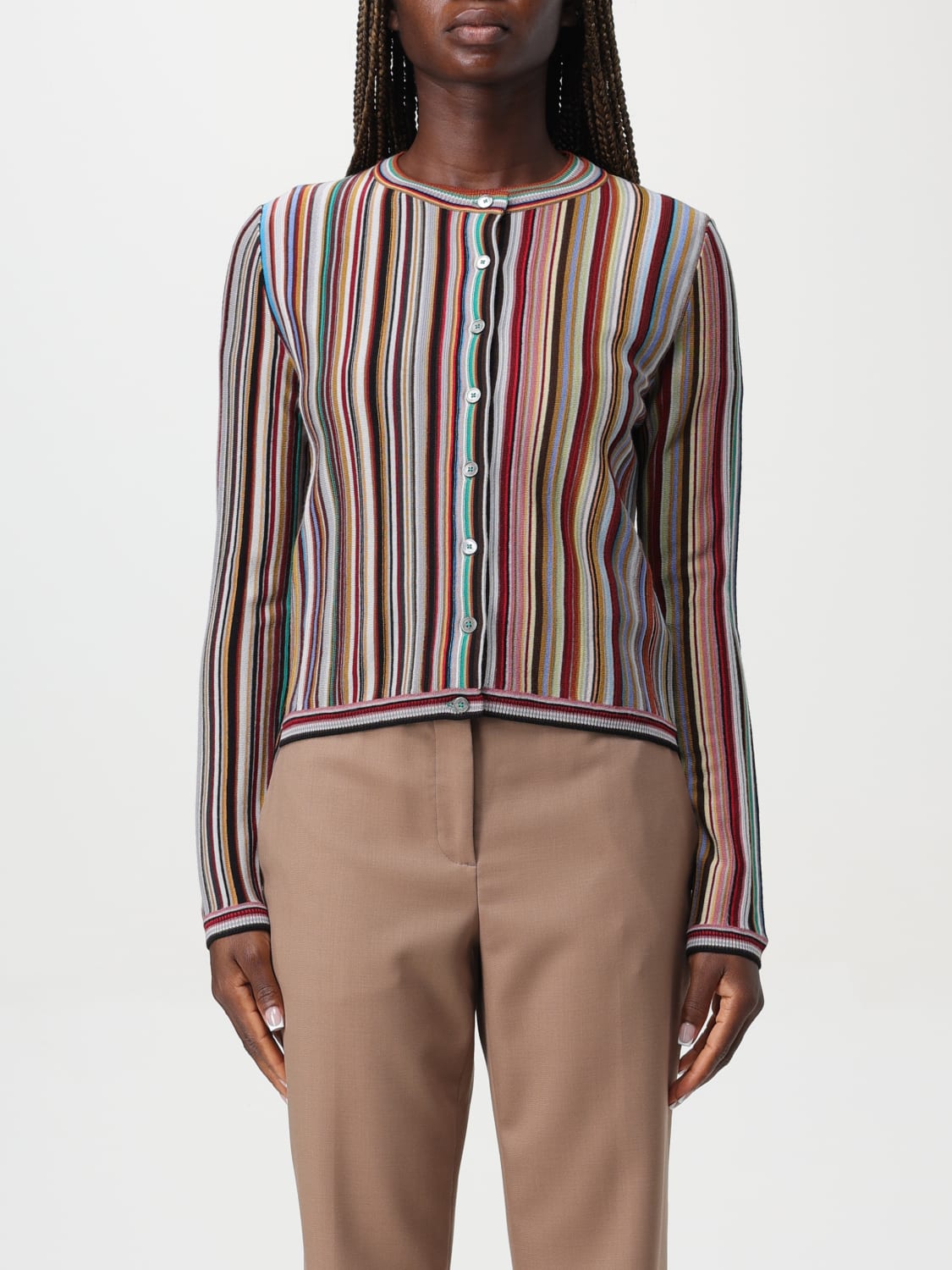 Giglio Cardigan Paul Smith in lana a righe multicolor