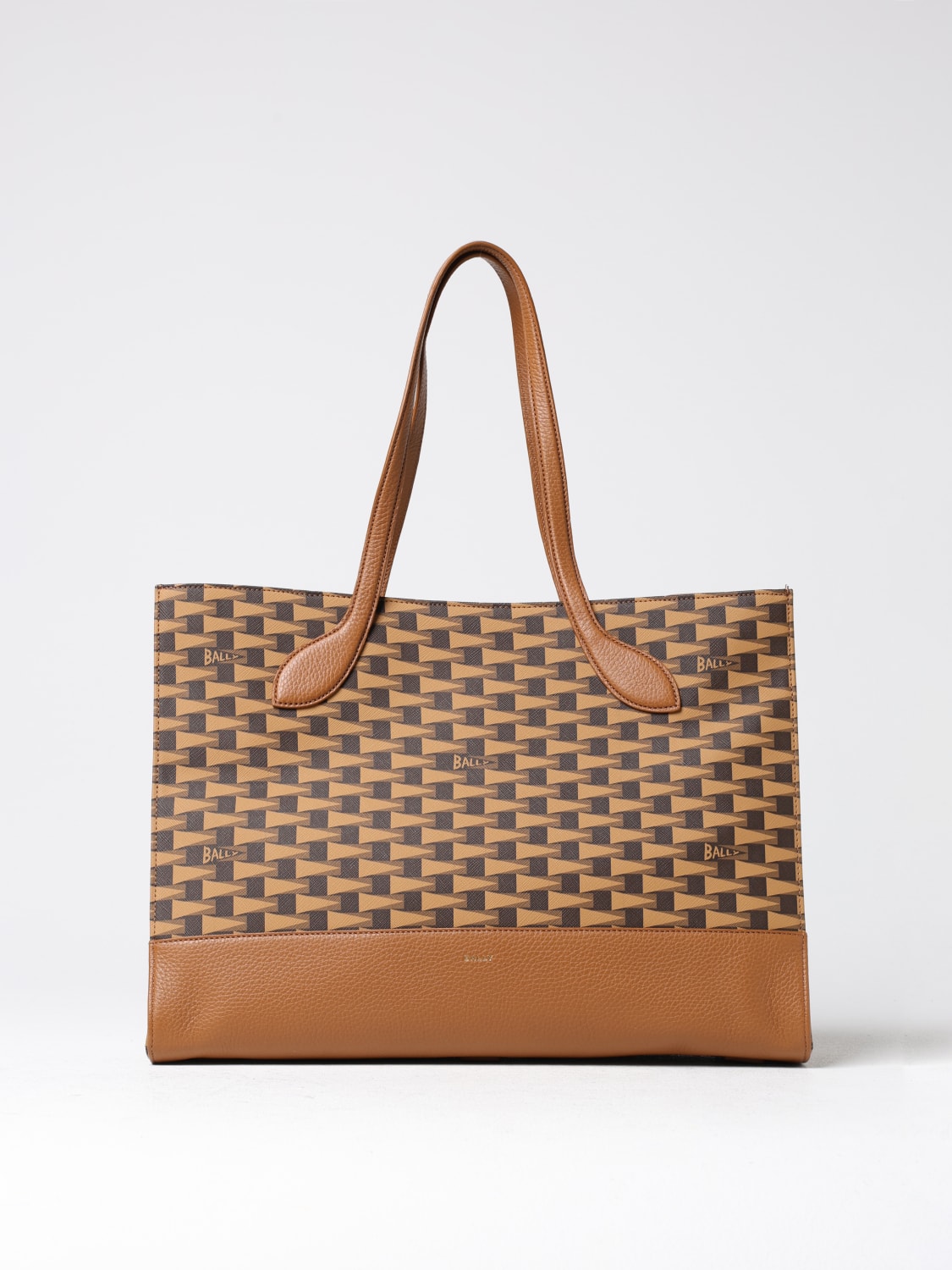 Giglio Borsa Keep On Bally in cootne spalmato saffiano con logo all over