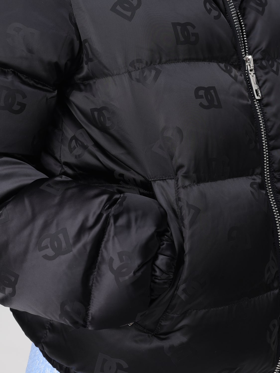 ダウンジャケット・コート DOLCE  GABBANA Women Outer F9P48T GDCL4 0000 Black Padded satin jacquard down jacket with all-over DG logo in