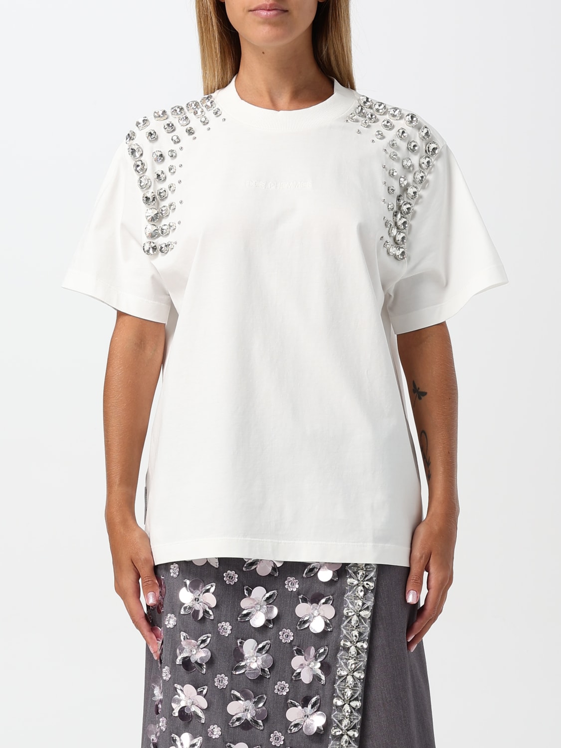 Giglio T-shirt Des Phemmes in cotone con strass