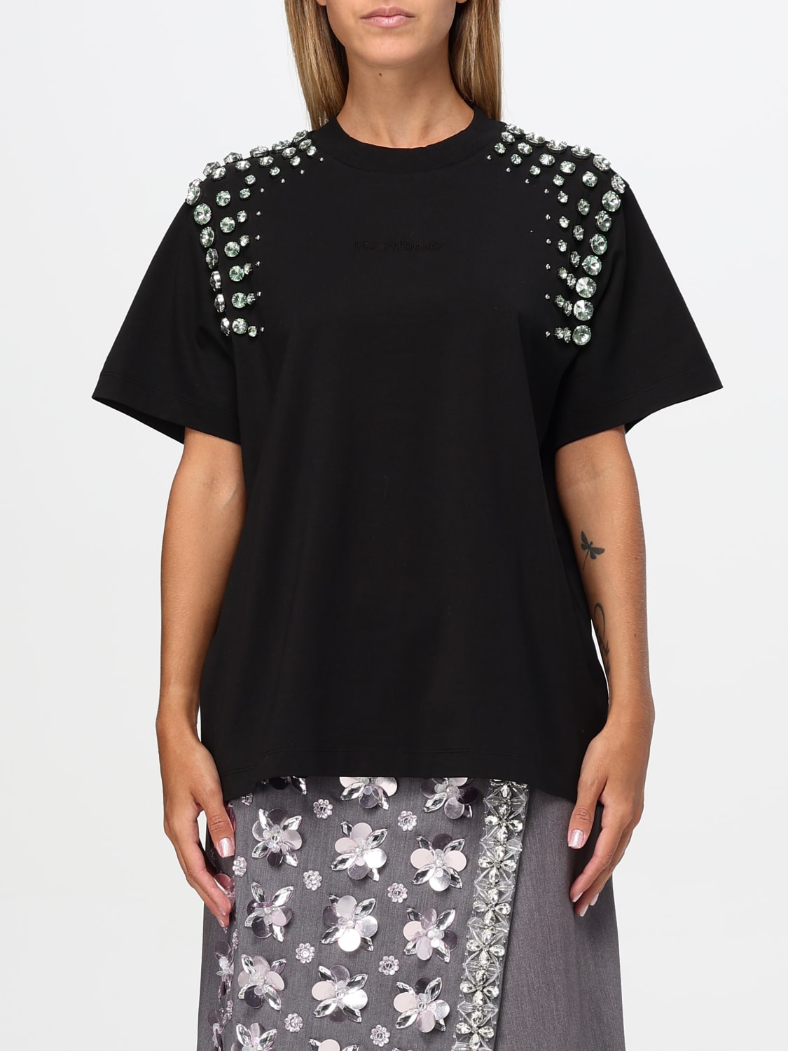 Giglio T-shirt Des Phemmes in cotone con strass