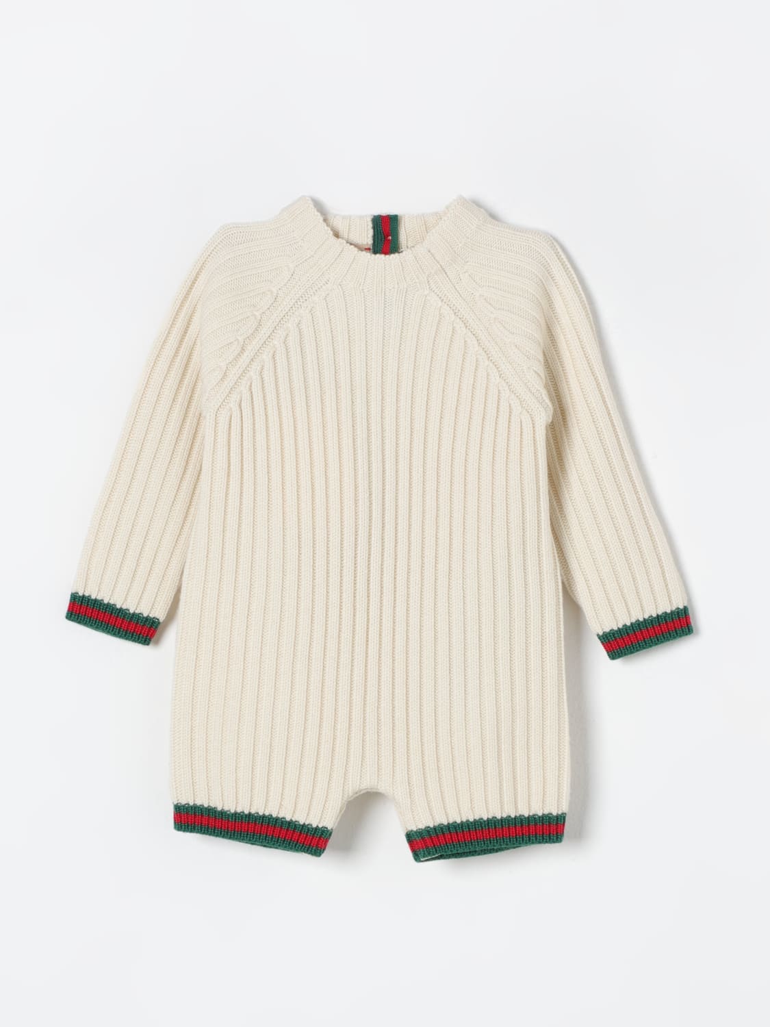 GUCCI：ロンパース ボーイ - ホワイト | GIGLIO.COMオンラインのGucci カバーオール 787684XKD2W