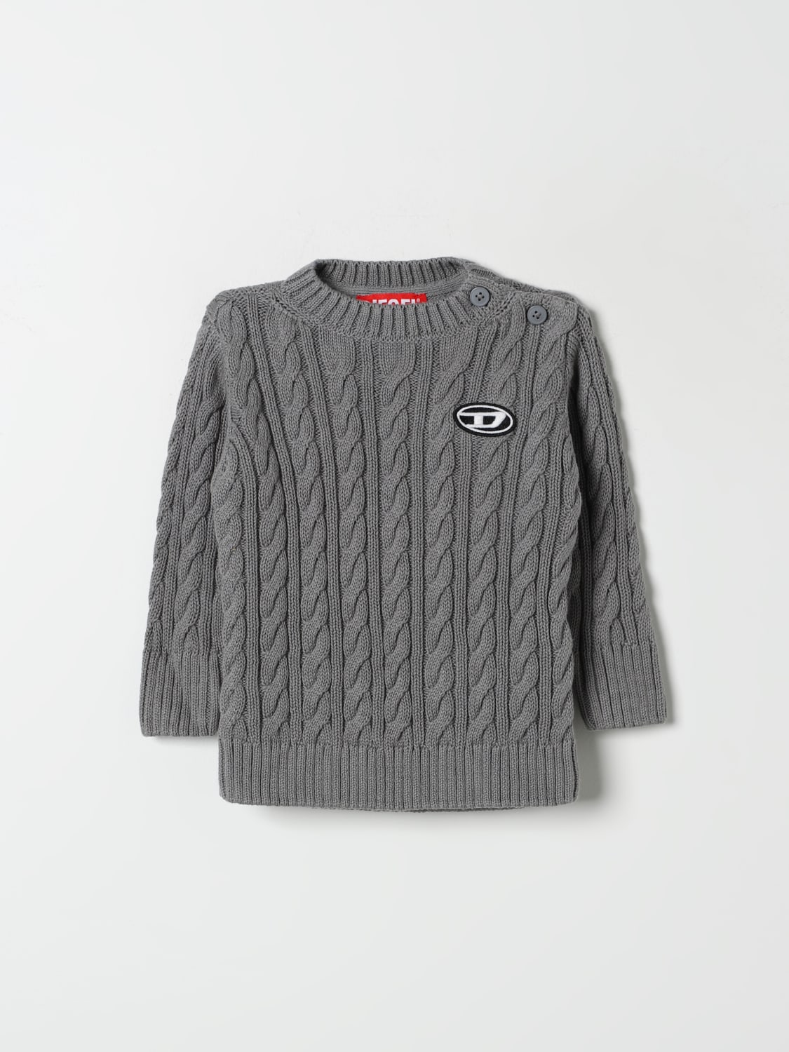 DIESEL MAGLIA: Maglia a girocollo Oval D Diesel, Grigio - Img 1