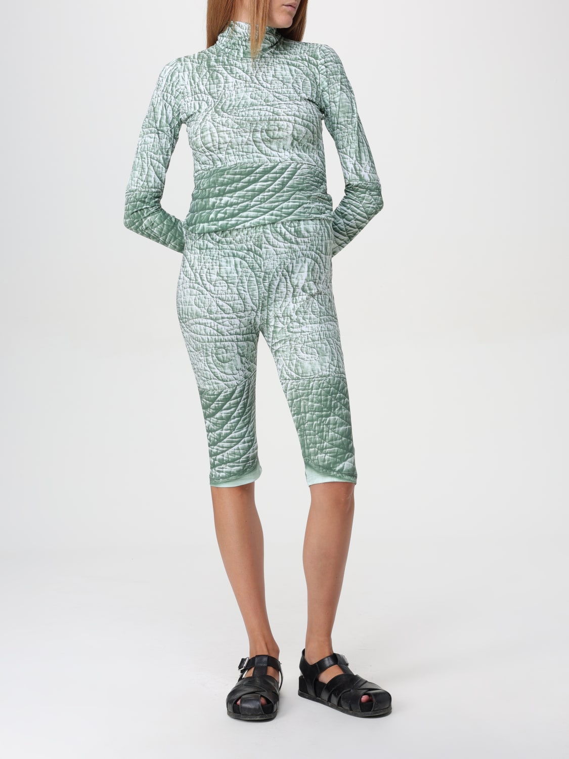 MM6 MAISON MARGIELA SHORT: Mm6 Maison Margiela printed jersey leggings, Green - Img 2