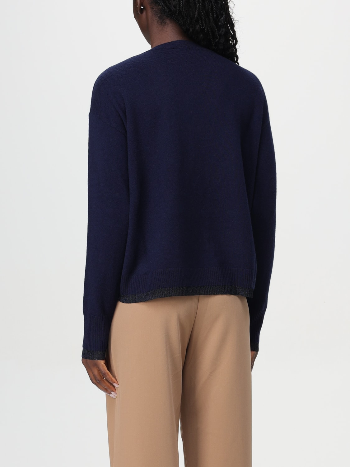 PINKO MAGLIA: Maglia a v Pinko in lana e cashmere, Blue 1 - Img 2