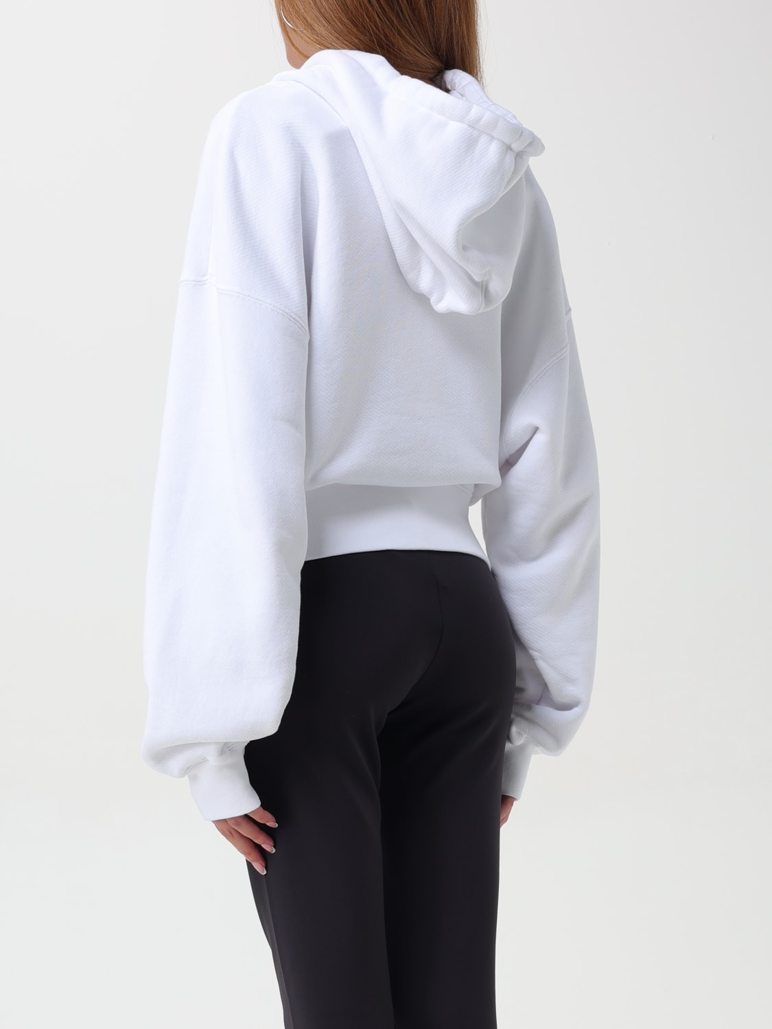 OFF-WHITE FELPA: Felpa con cappuccio crop Off-white, Bianco - Img 3