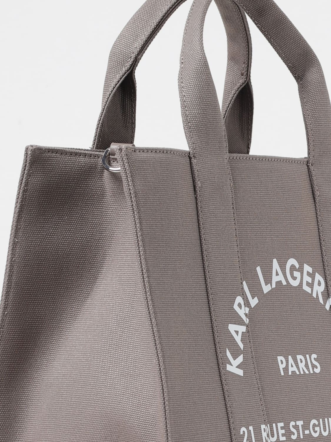 KARL LAGERFELD BORSA TOTE: Borse tote in cotone Karl Lagerfeld, Grigio - Img 3