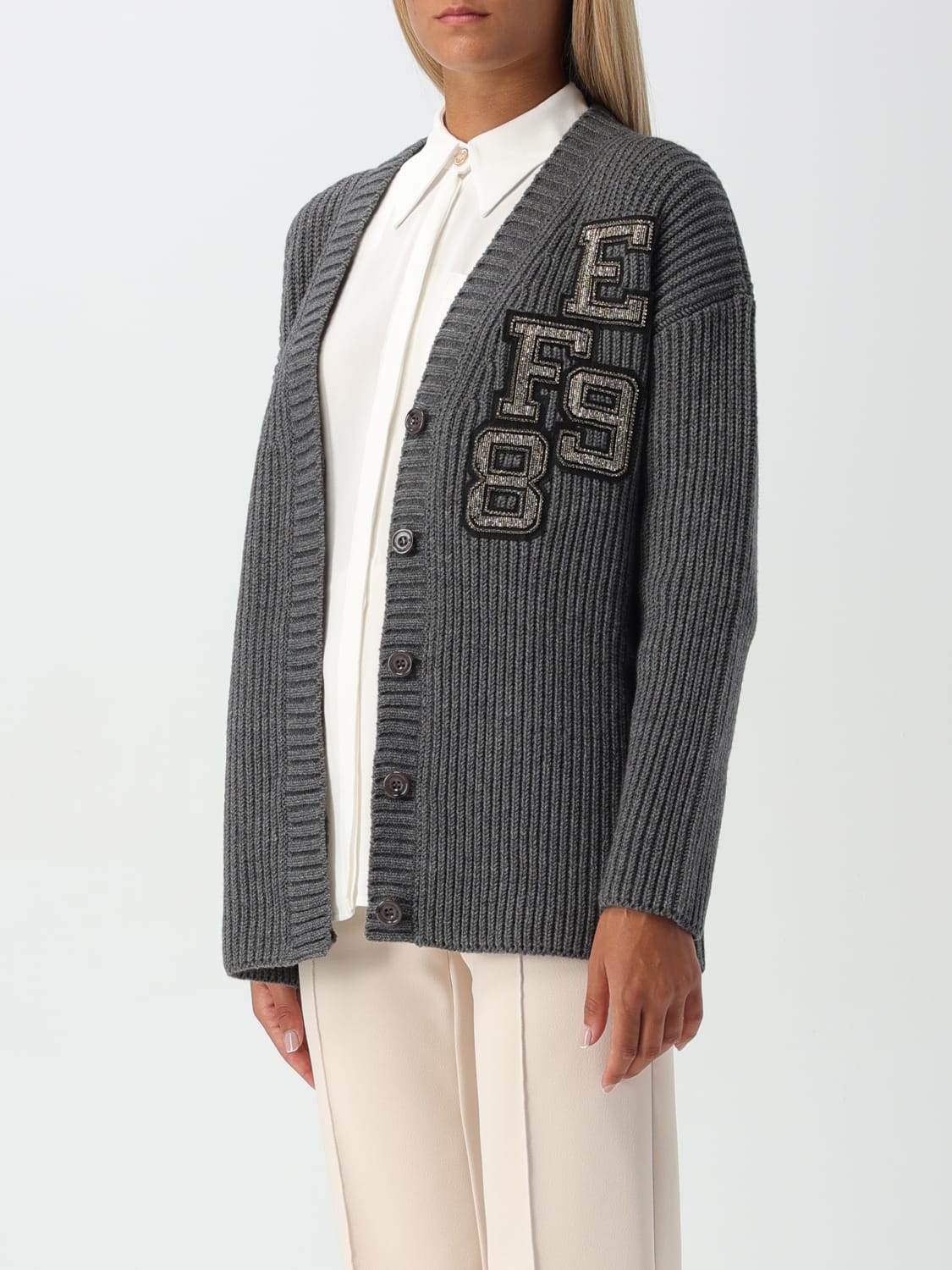 ELISABETTA FRANCHI CARDIGAN: Sweater woman Elisabetta Franchi, Grey - Img 3