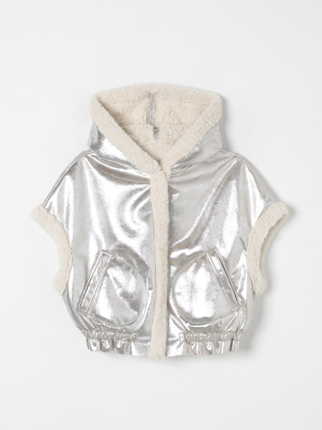 MONNALISA VESTCOAT: Monnalisa girls' cape, Silver - Img 1