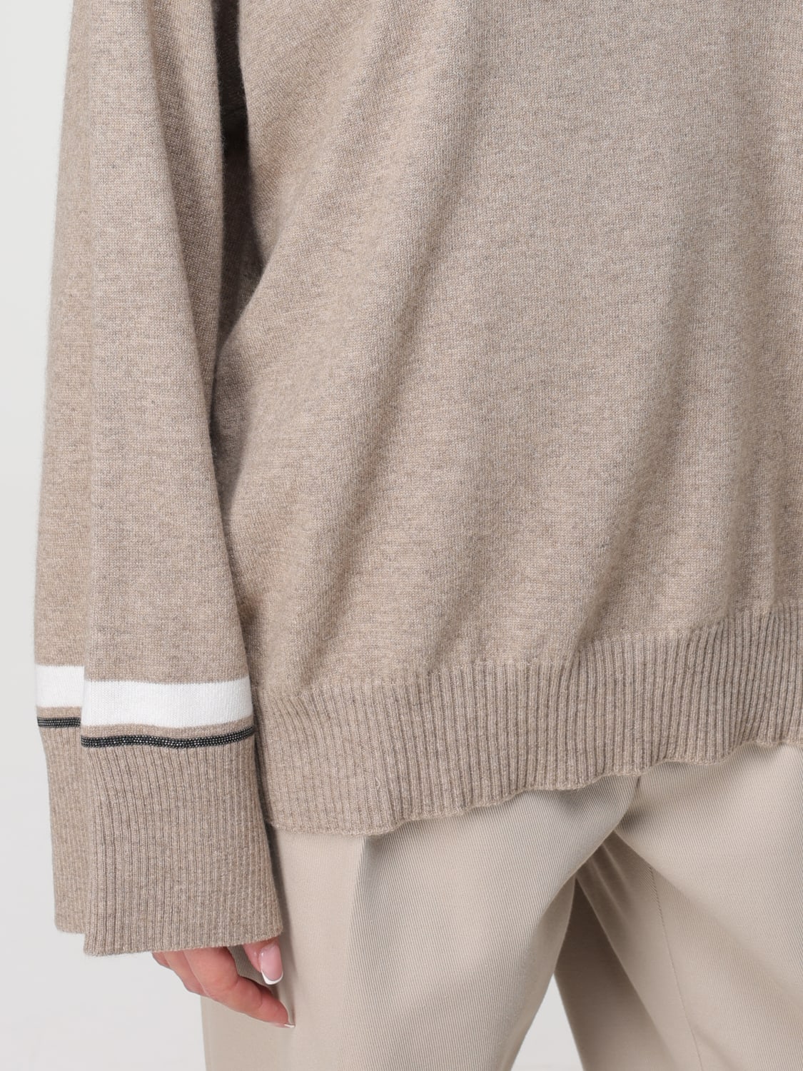 BRUNELLO CUCINELLI MAGLIA: Maglia a dolcevita Brunello Cucinelli, Beige - Img 5