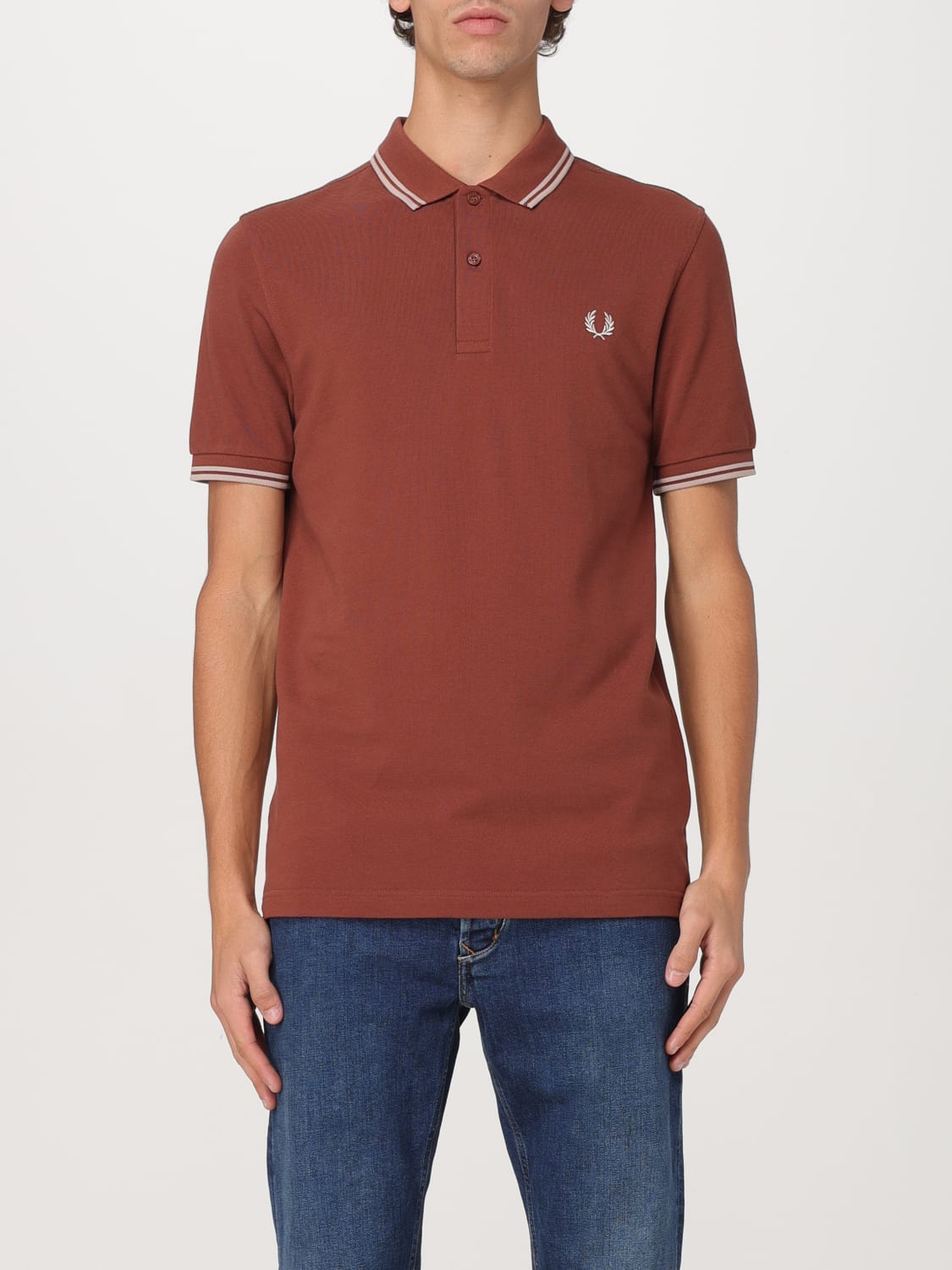 FRED PERRY POLO: Polo Fred Perry in piquet di cotone , Marrone - Img 1