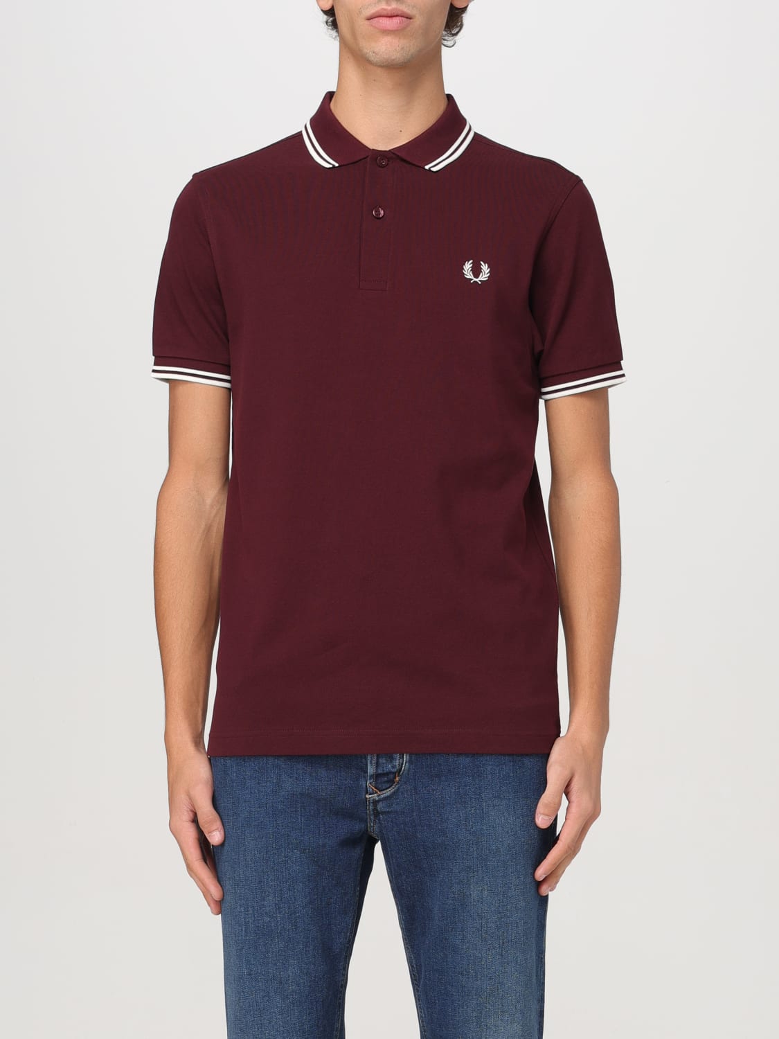FRED PERRY POLO SHIRT: T-shirt men Fred Perry, Burgundy - Img 1